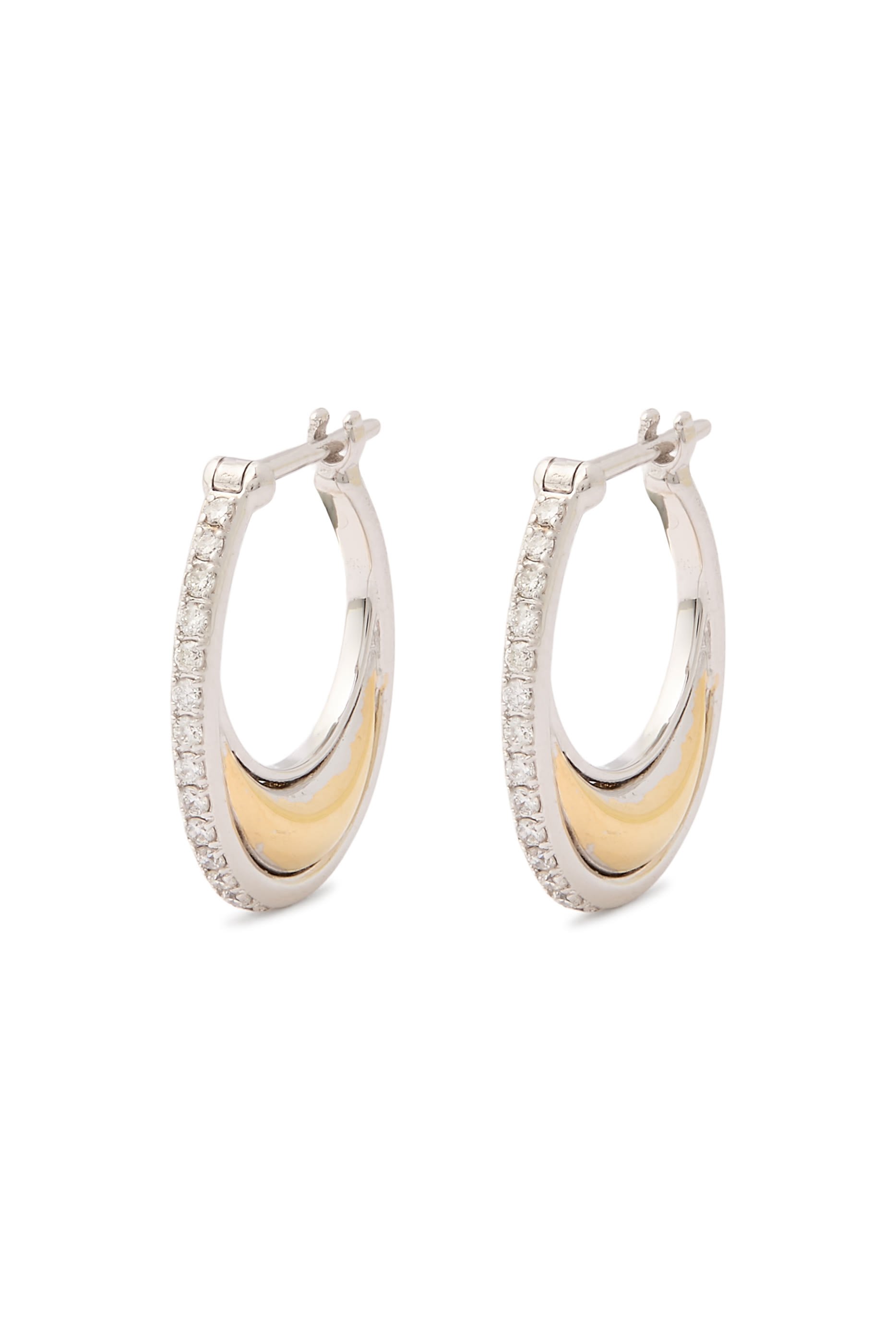 Gold Bloop Moon Earrings, 18K Yellow Gold & Diamonds