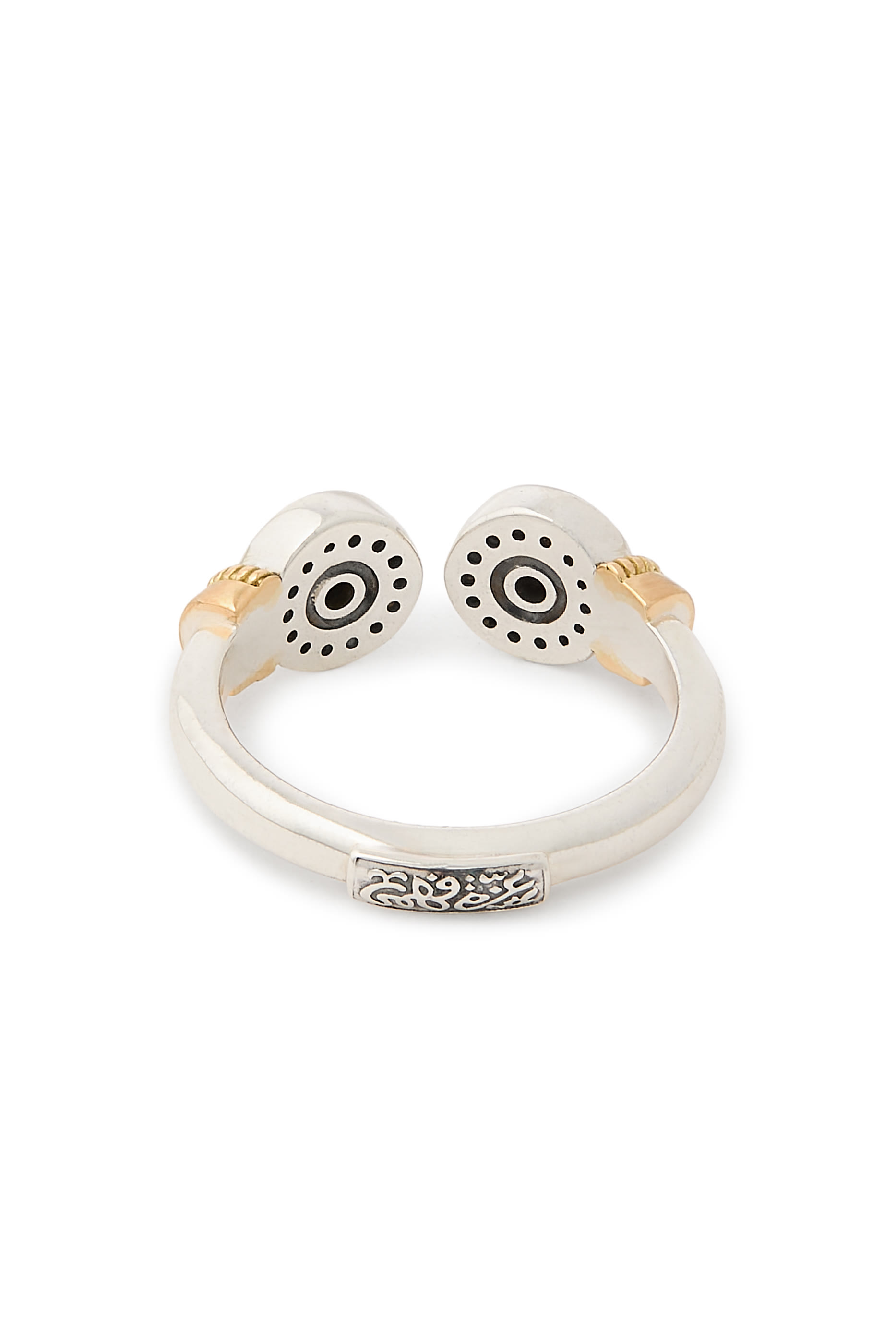 Turath Twisted Wirework Ring, 18K Yellow Gold with Sterling Silver, Champagne Diamond, Granet & Pearl