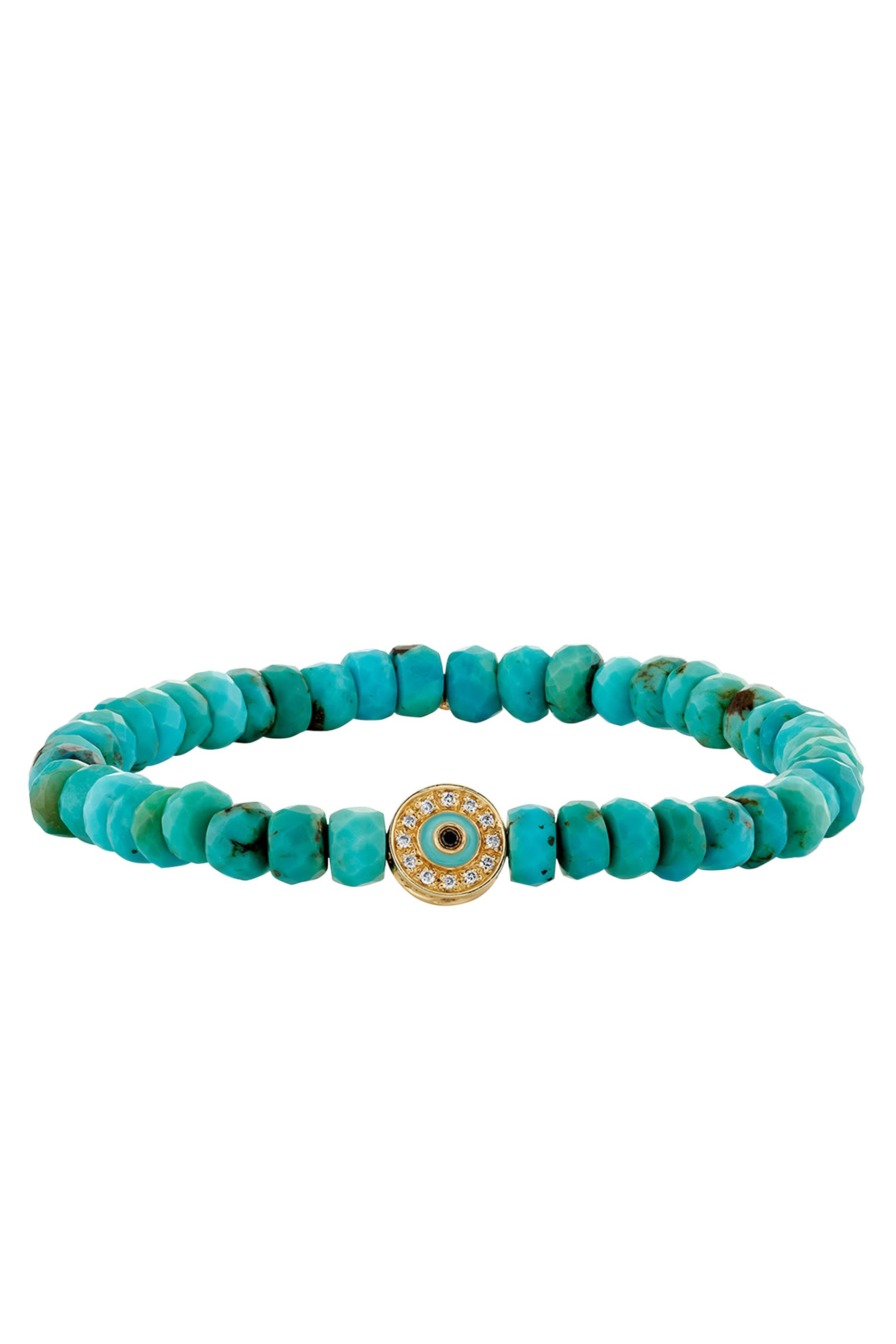 Evil Eye Bracelet, 14k Yellow Gold & Turquoise, Diamond