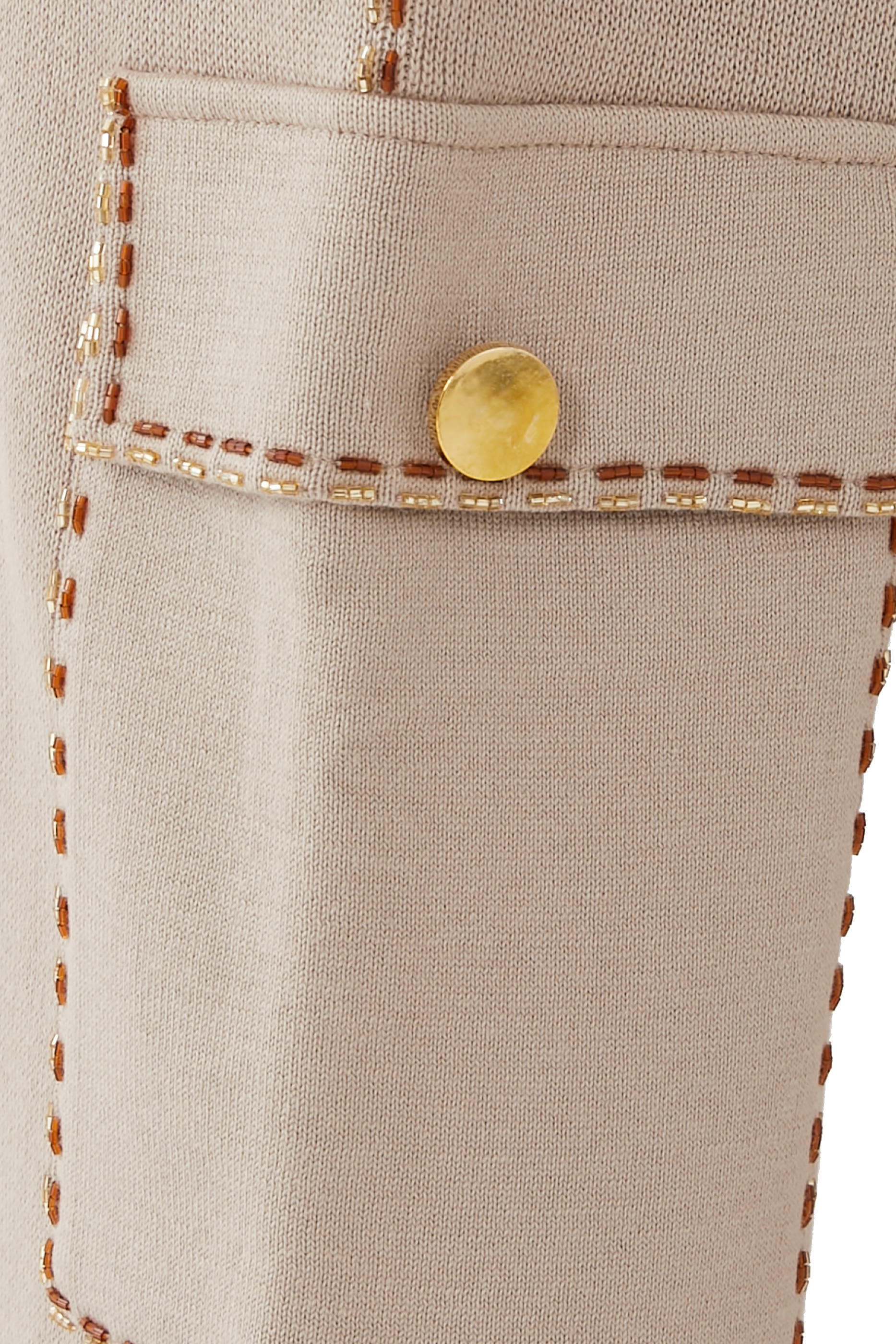 Straight Leg Flap Pocket Bead Trim Pants