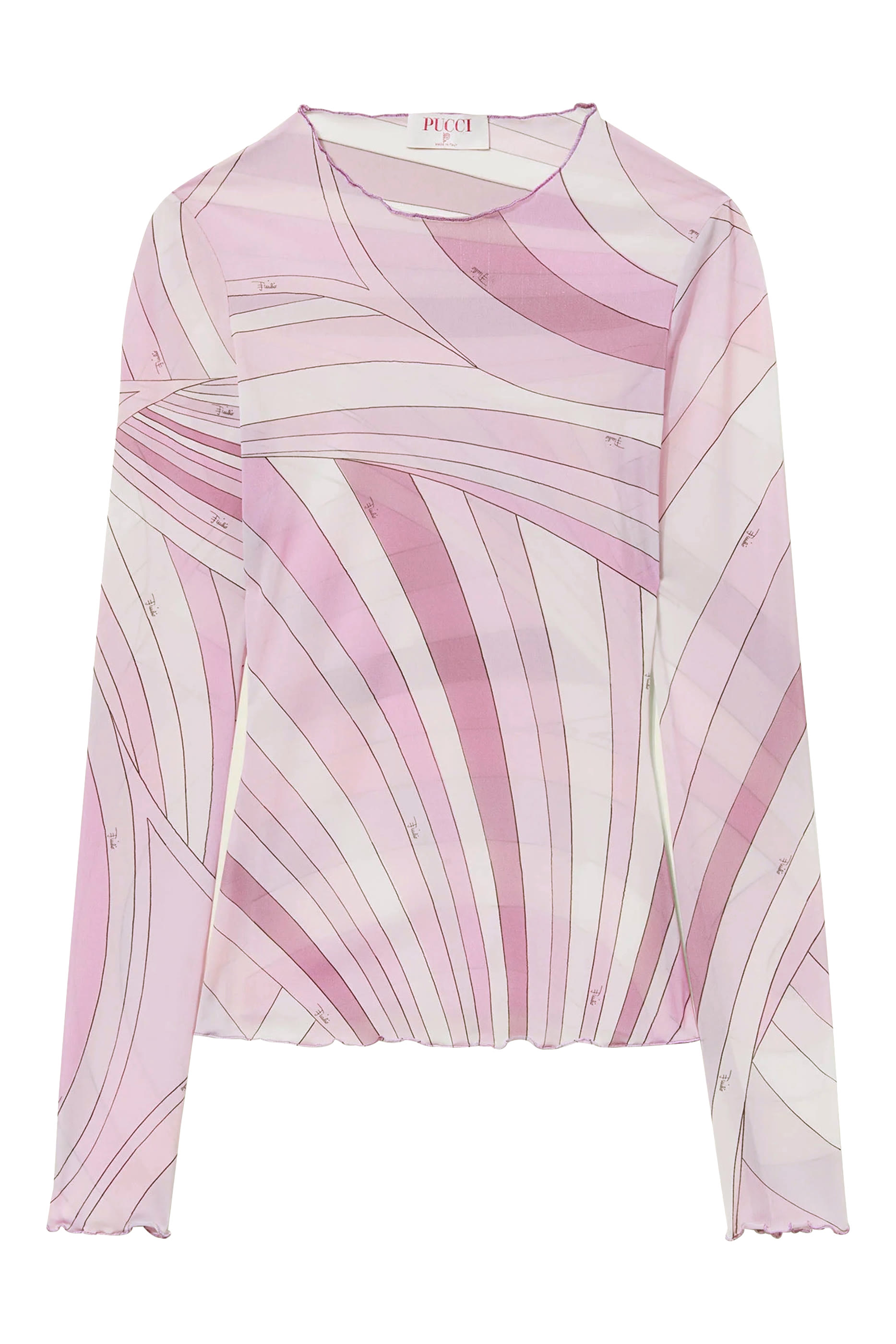 Sheer Printed Long Sleeve Top