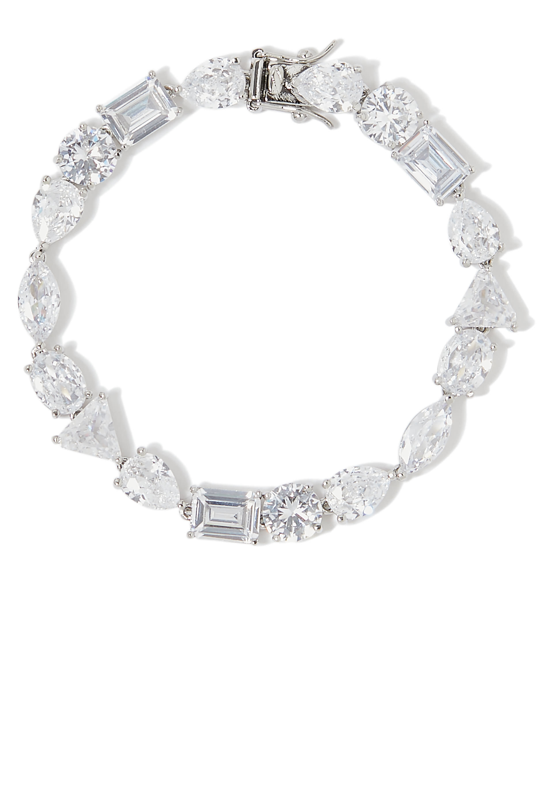 Multi Shape Tennis Bracelet, Sterling Silver & Cubic Zirconia