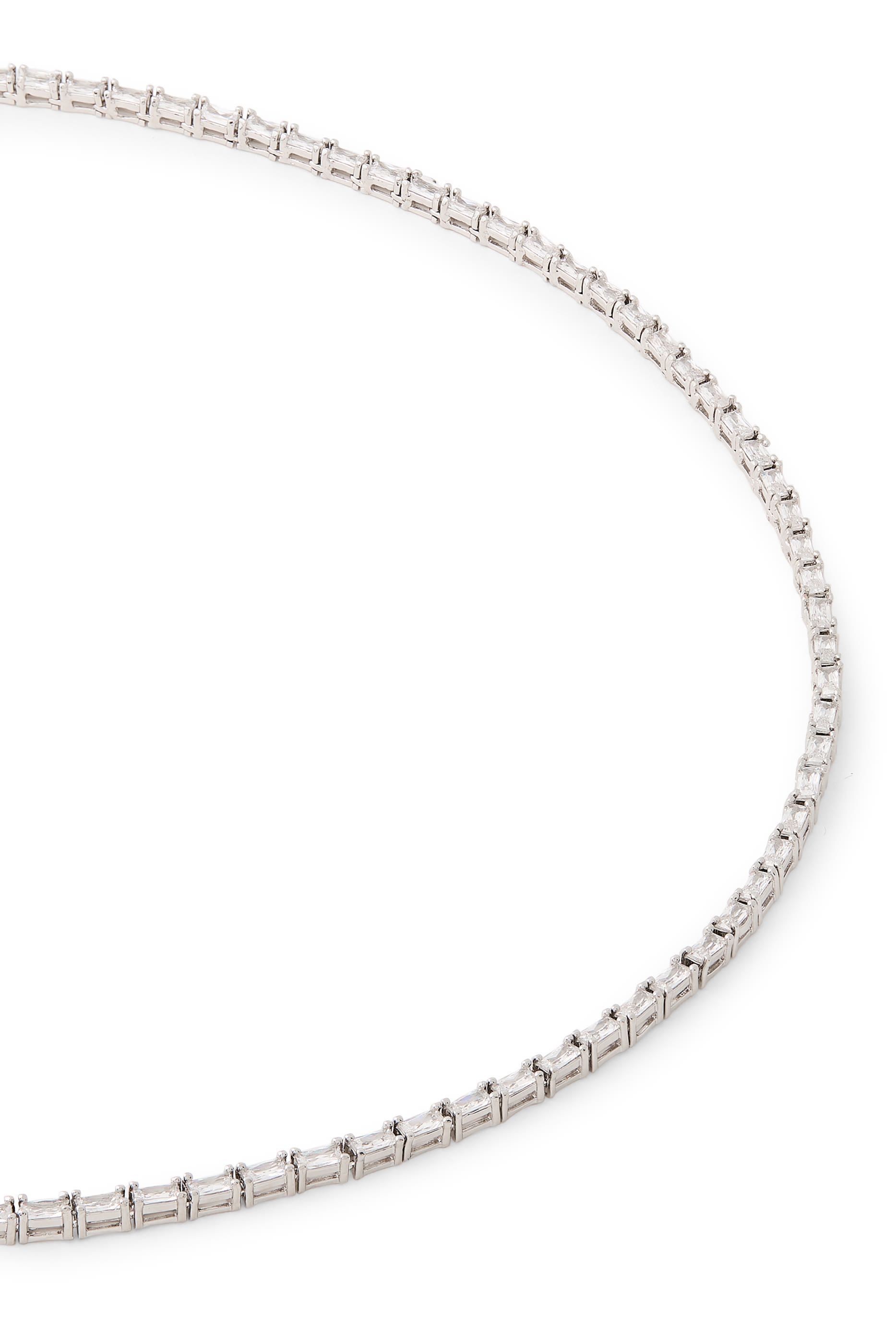 Thin Baguette CZ Tennis Necklace