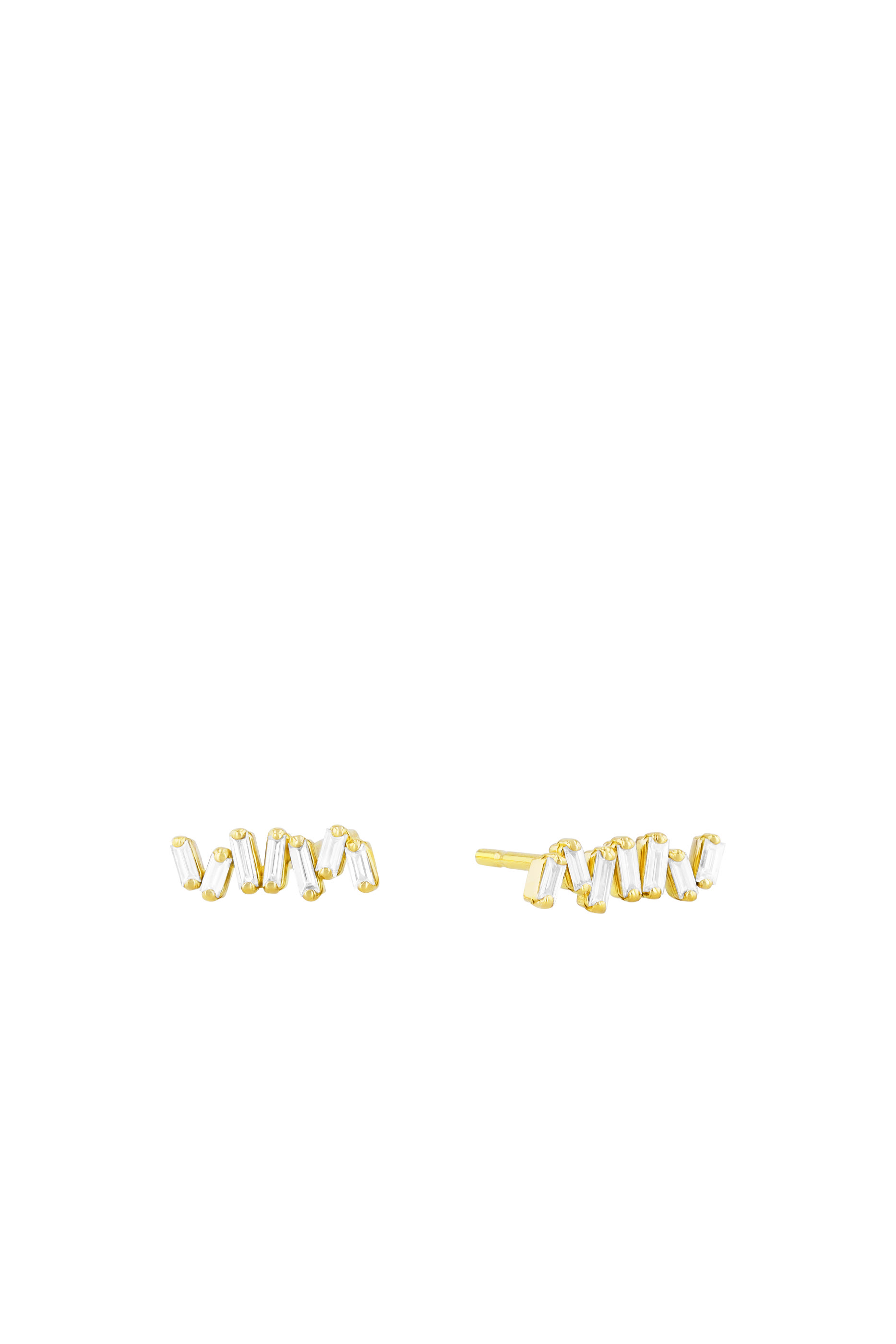 Classic Bar Studs, 18K Yellow Gold & Diamonds