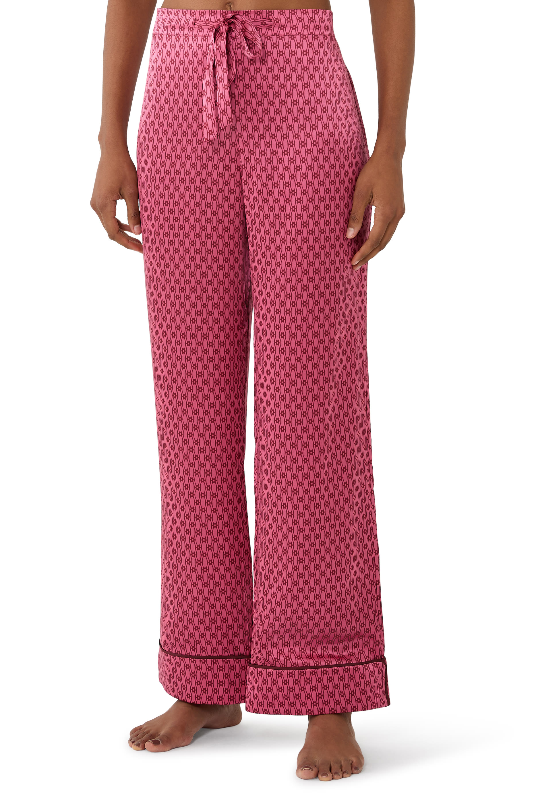 Lila Printed Silk-Satin Pajama Set