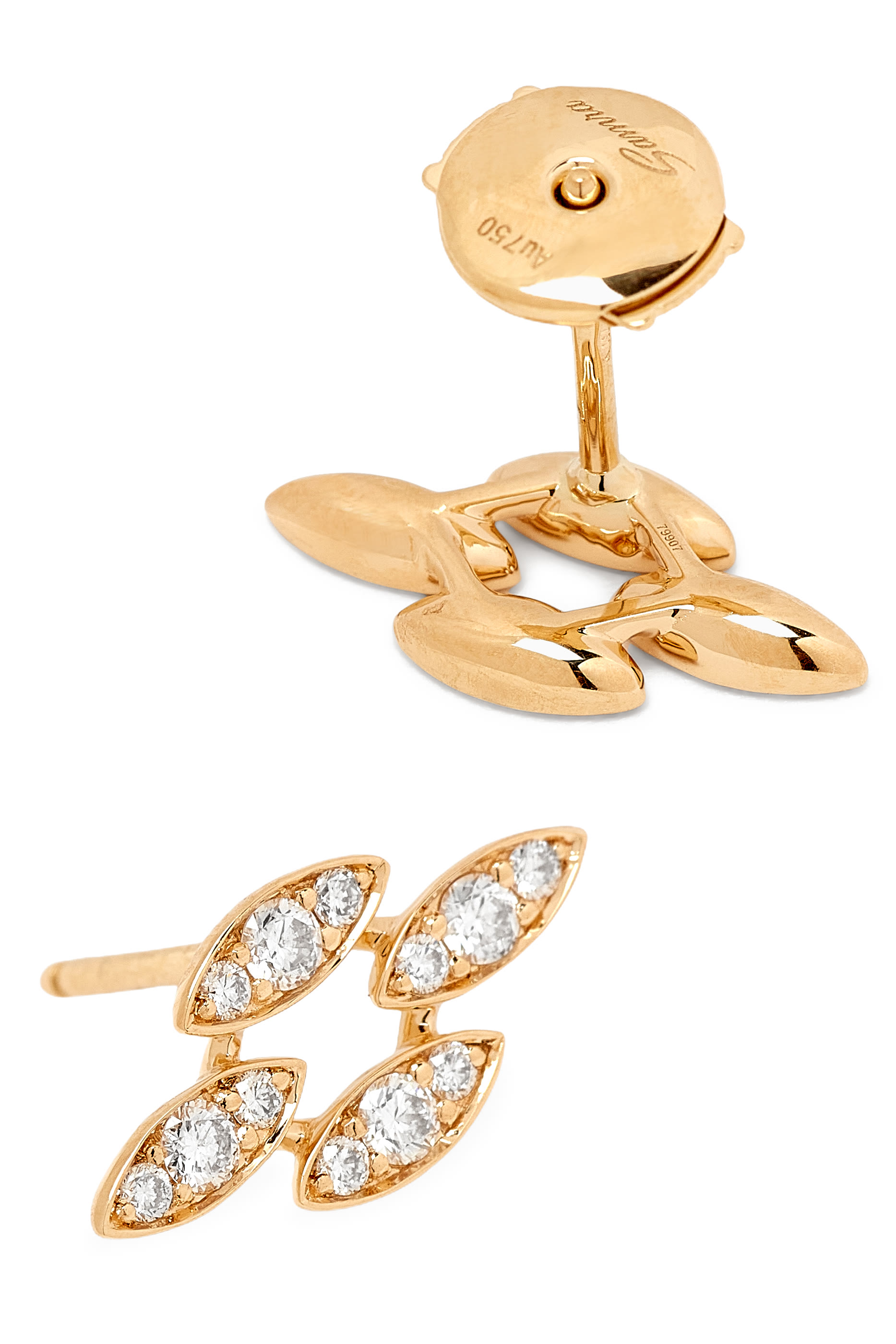 Barq Marquise Stud Earrings, 18k Yellow Gold & Diamonds