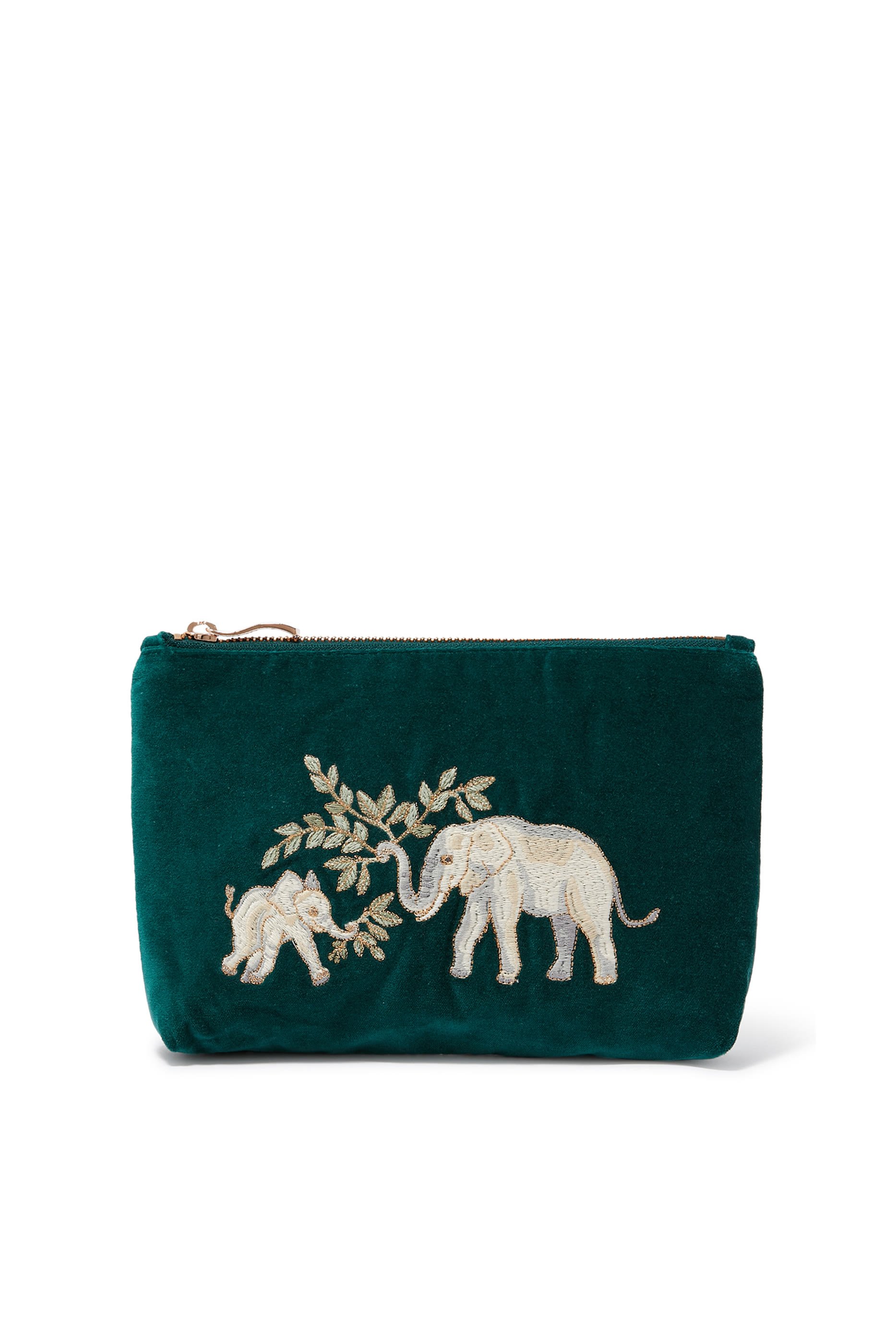 Elephant Herd Velvet Mini Pouch