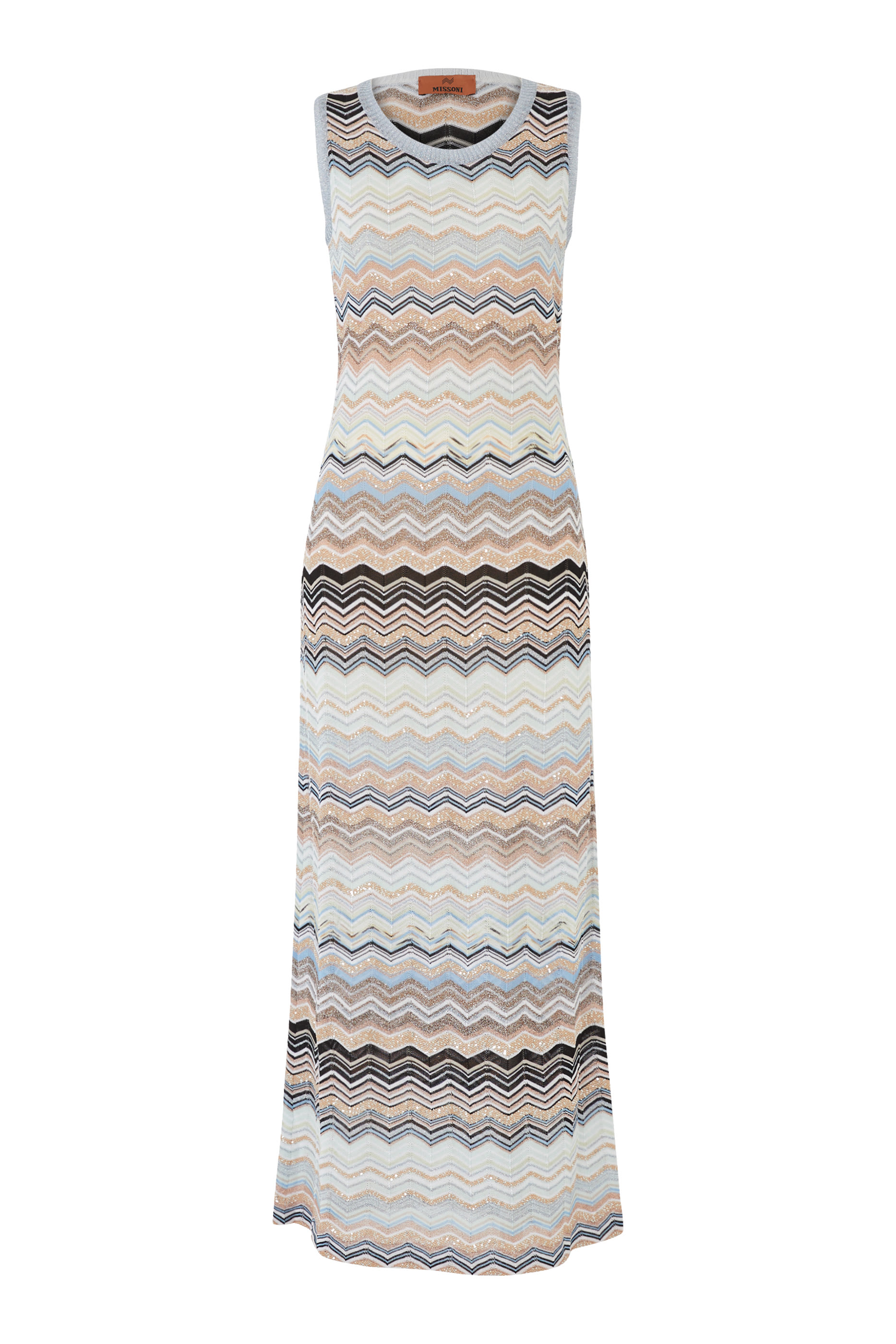 Zigzag Lurex Sequins Sleeveless Maxi Dress