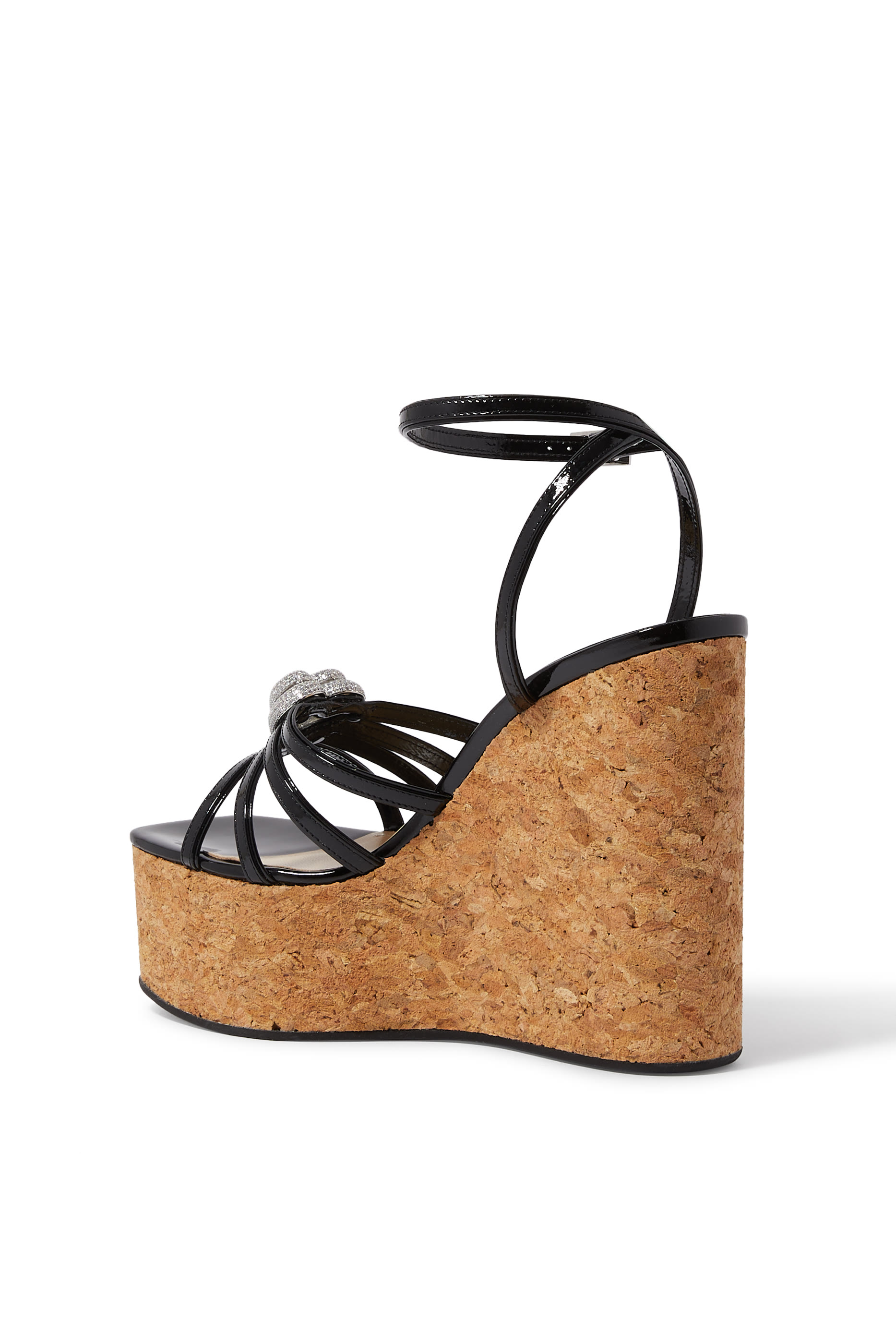 Double Heart Embellished 120 Patent Wedges