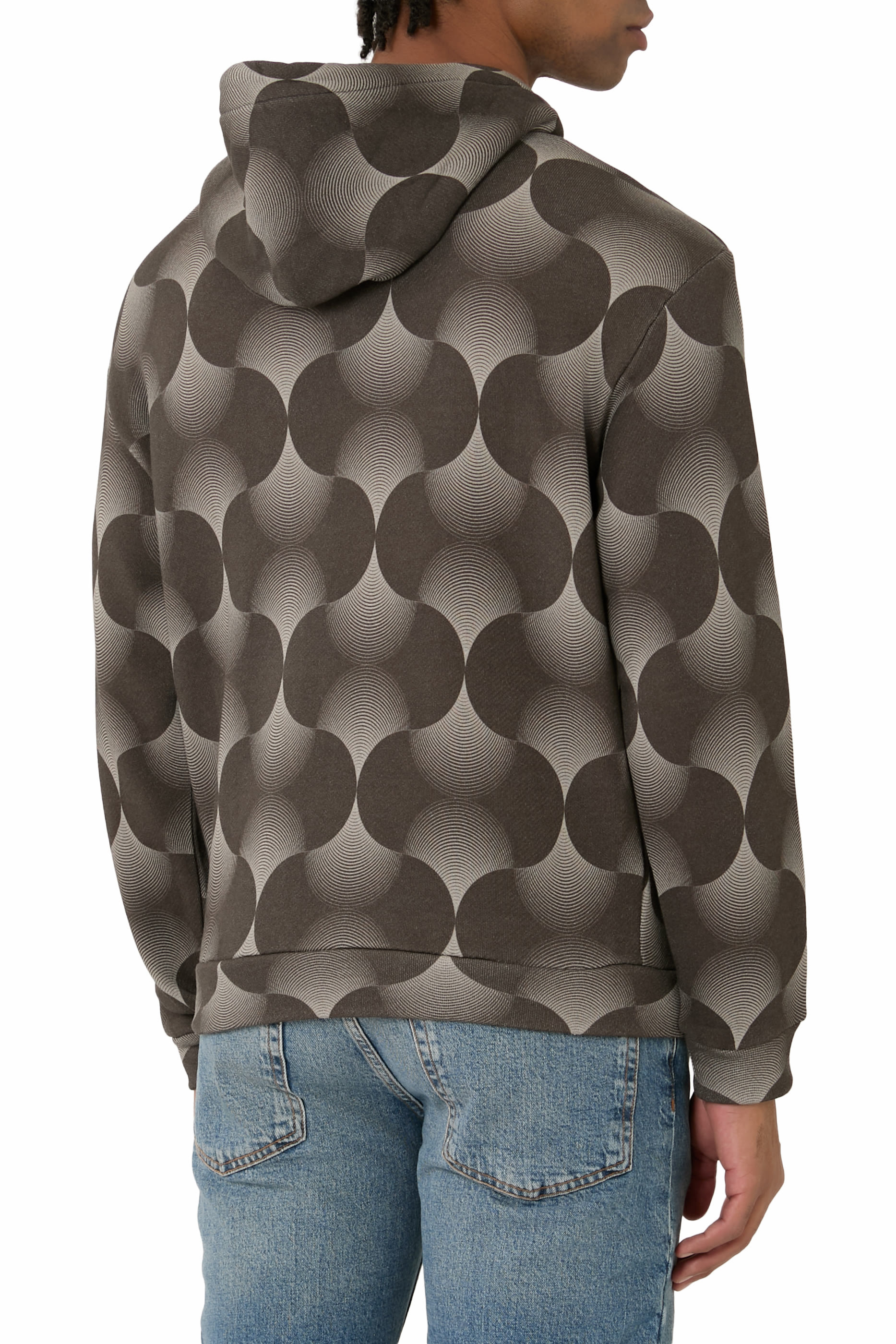 Op-Art Print Hooded Sweatshirt