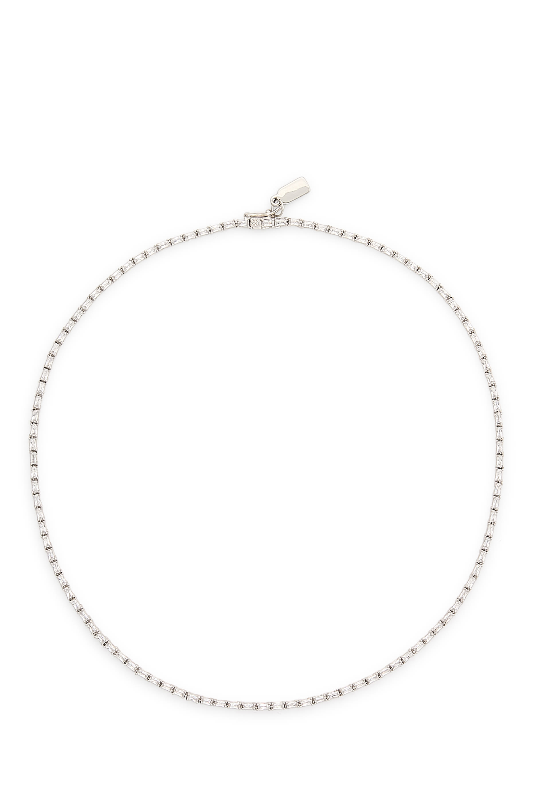 Thin Baguette CZ Tennis Necklace