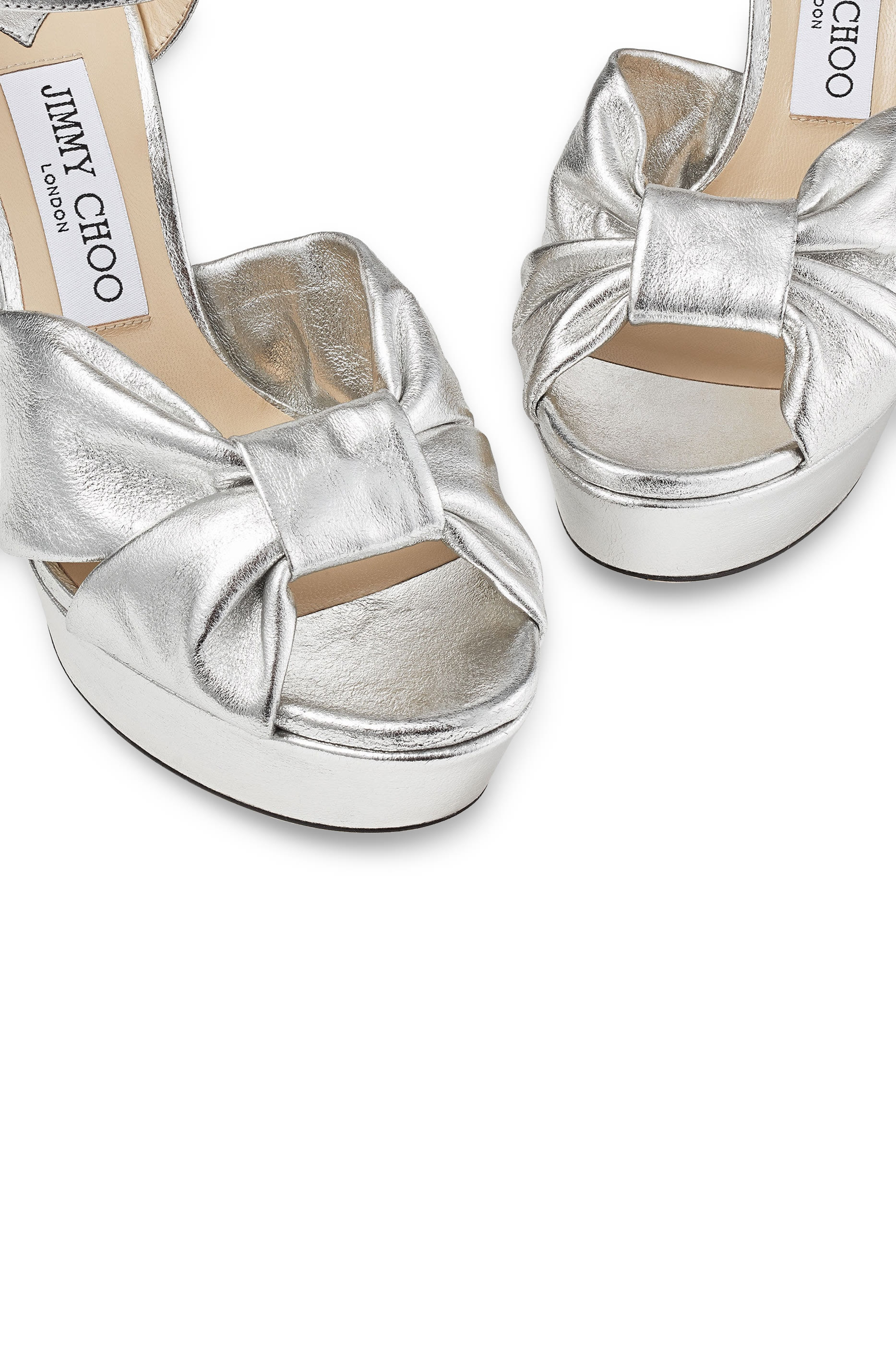 Heloise 120 Gold Soft Mirror Leather Platform Sandals