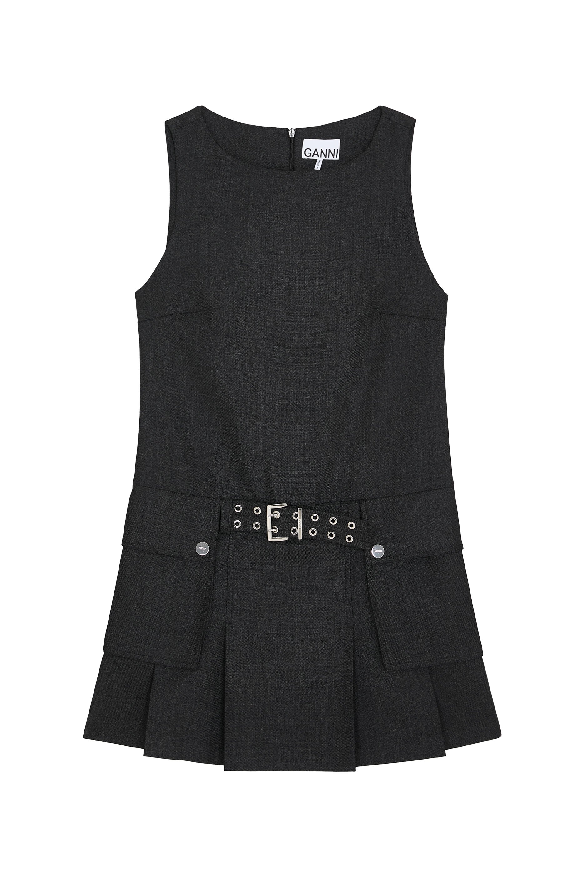  Wool Suiting Belted Mini Dress