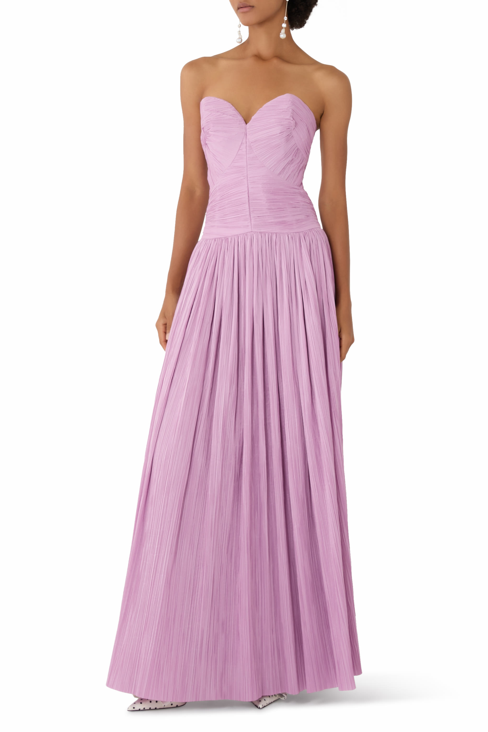 Aubriella Plisse Strapless Gown