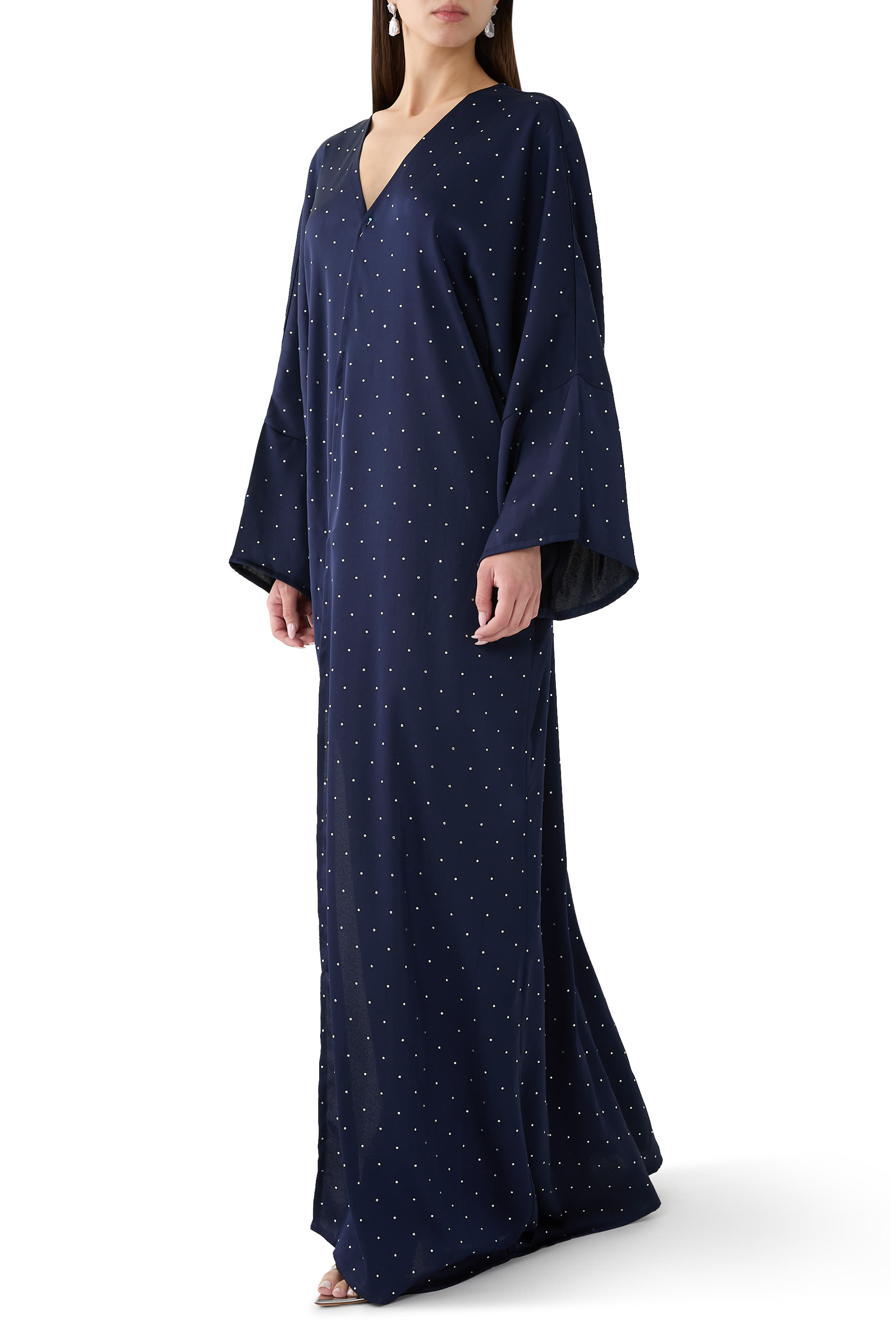 Studded Satin Bisht/Abaya with Neck Tie