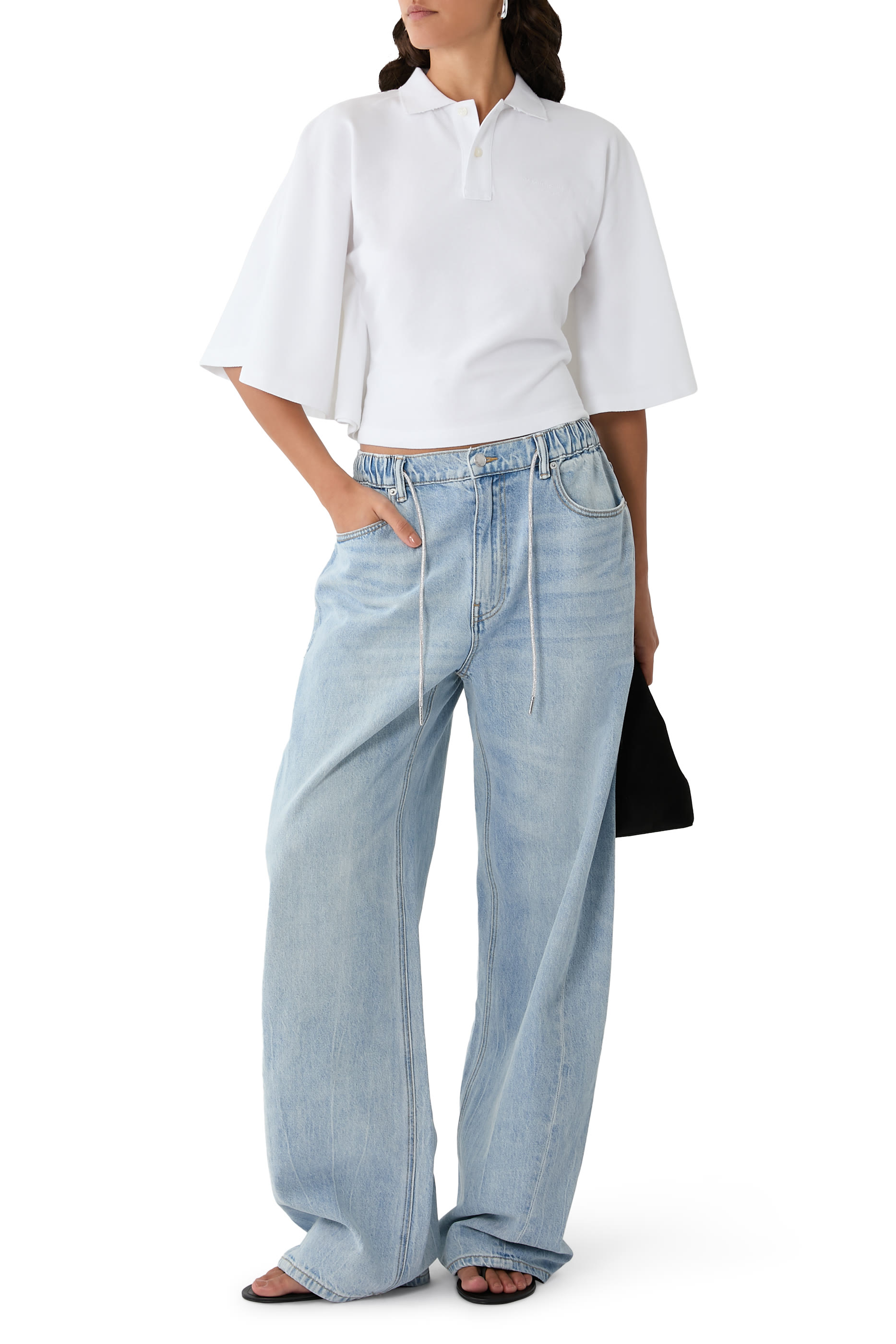 Draped Sleeve Fitted Polo
