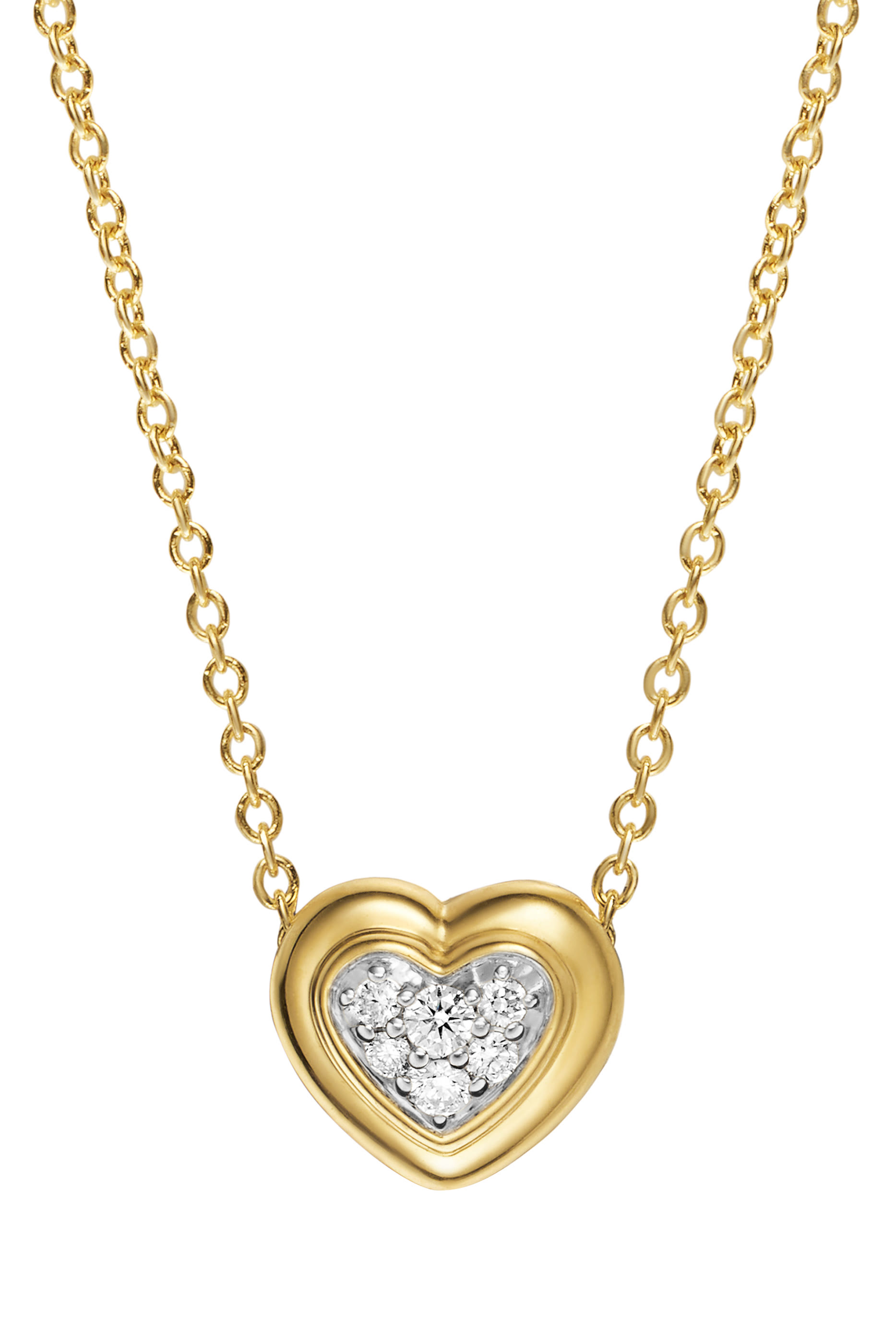 Puffy Heart Pendant, 18k Yellow Gold & Diamonds
