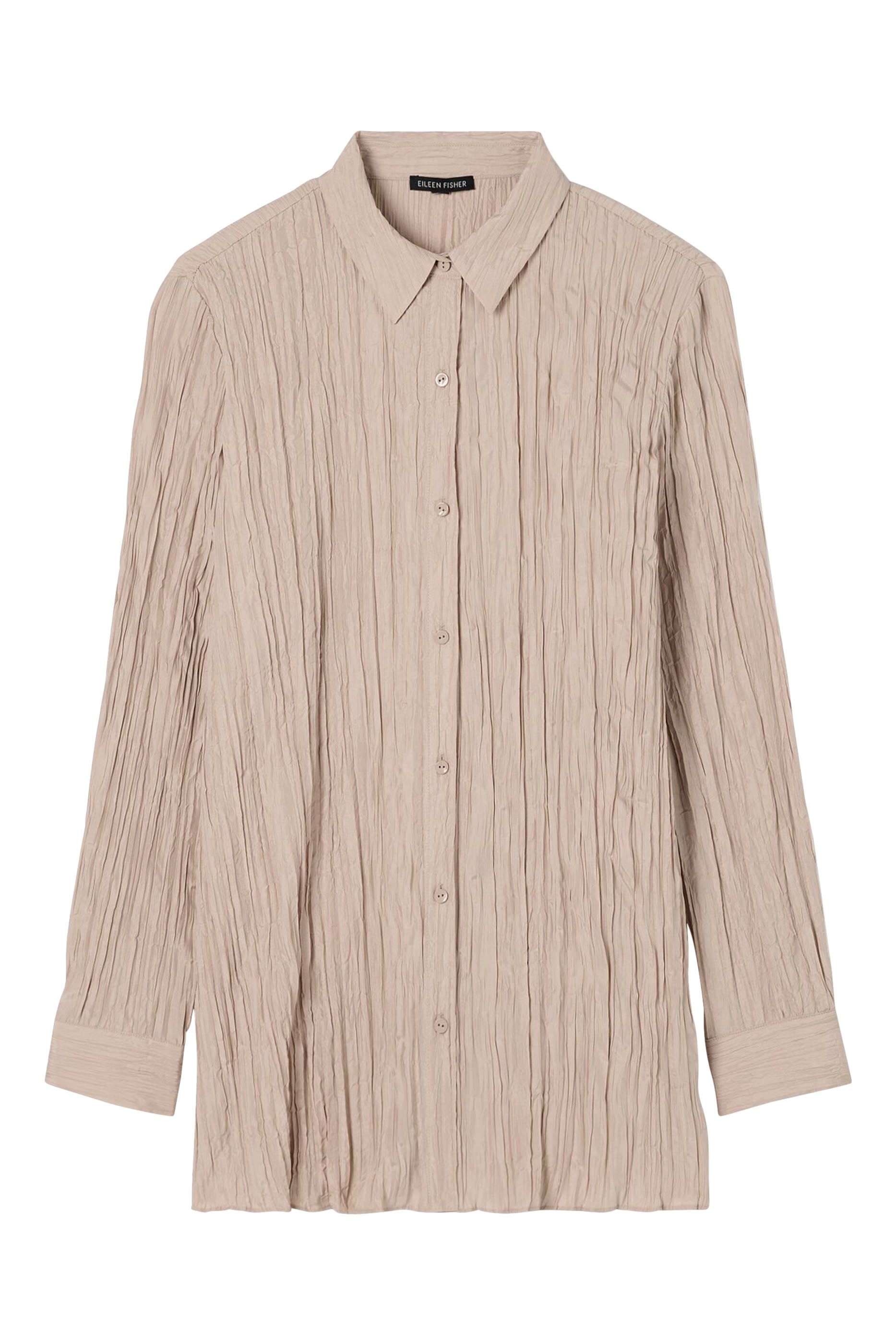 Crinkle Silk Habutai Classic Collar Shirt