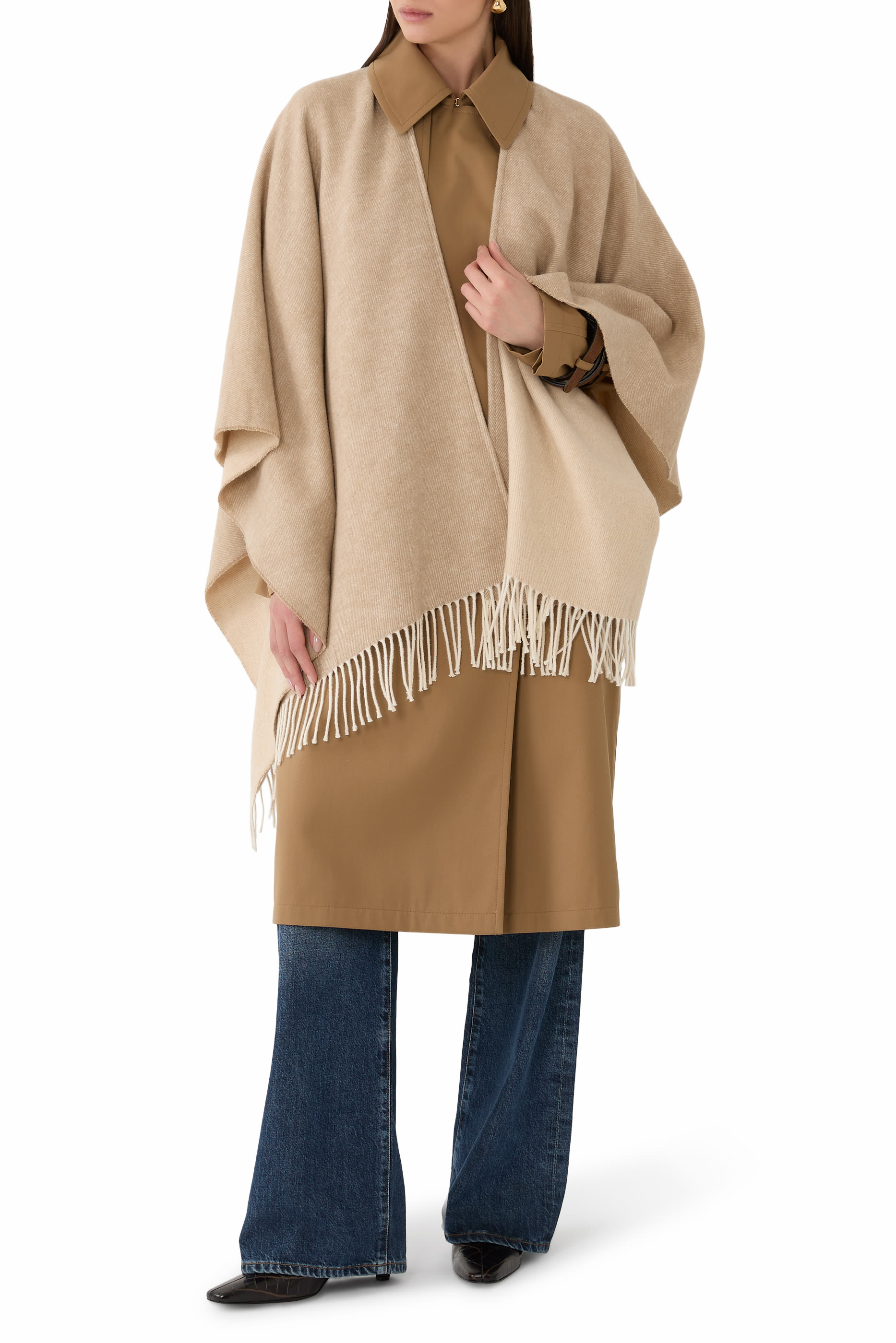 Brushed Recycled Cotton Cashmere Poncho