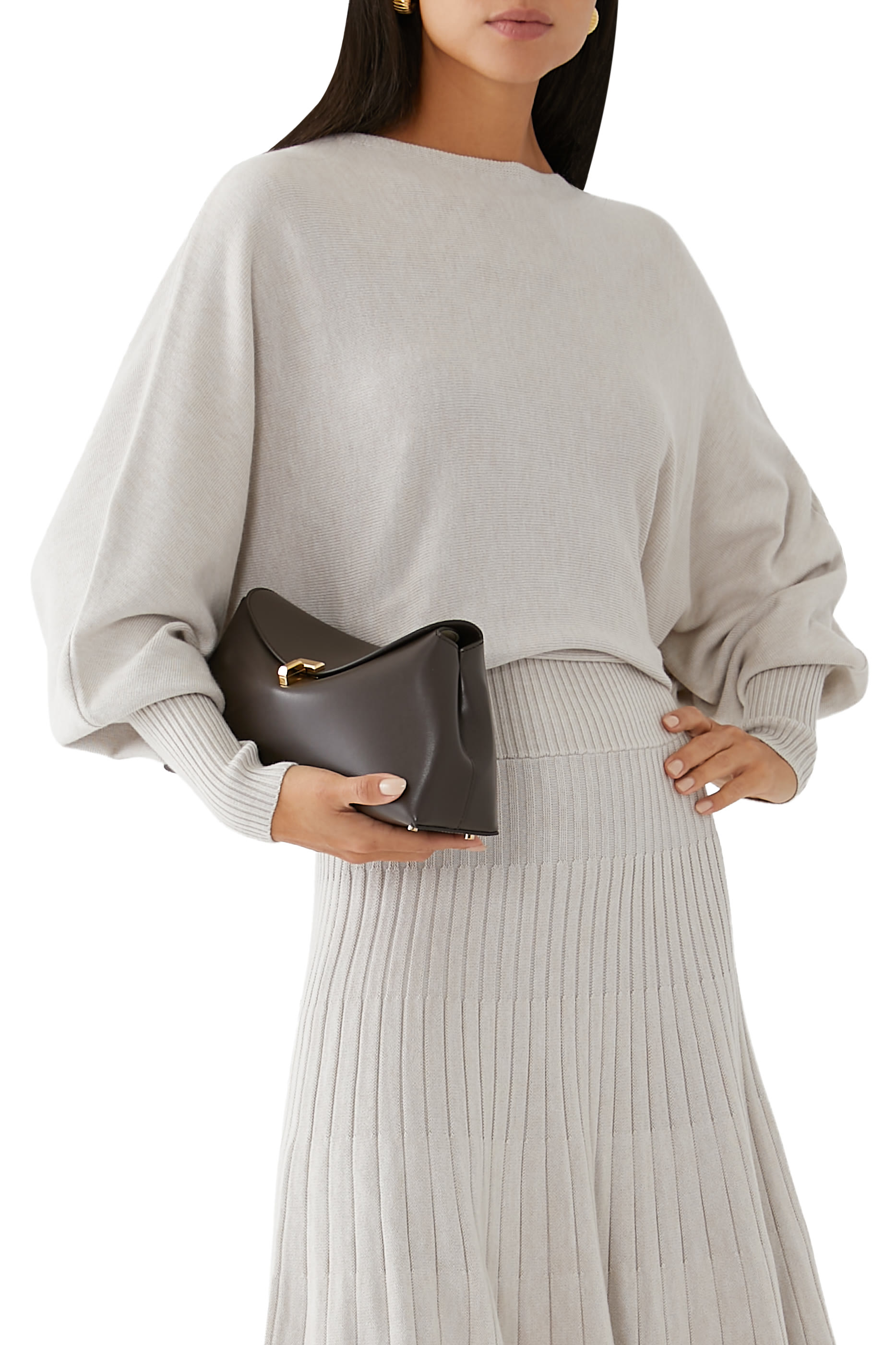 T-Lock Leather Clutch