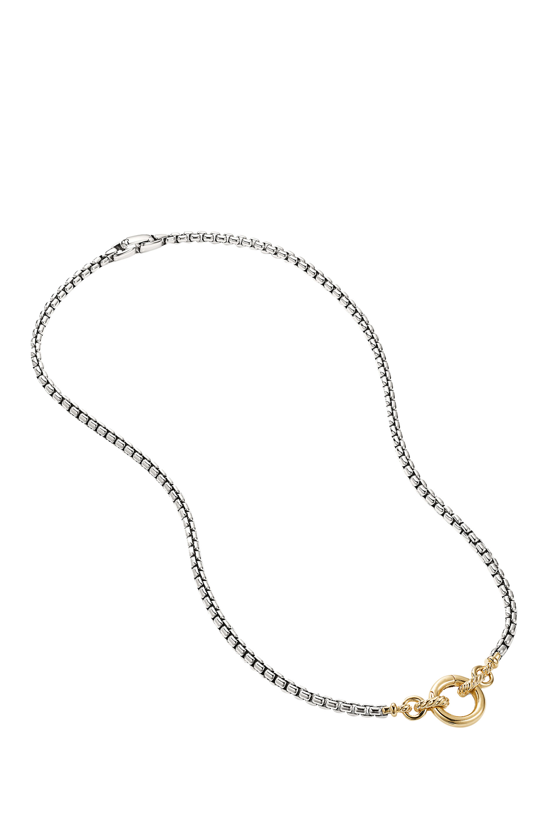 Smooth Amulet Vehicle Box Chain Necklace, 18k Yellow Gold & Sterling Silver