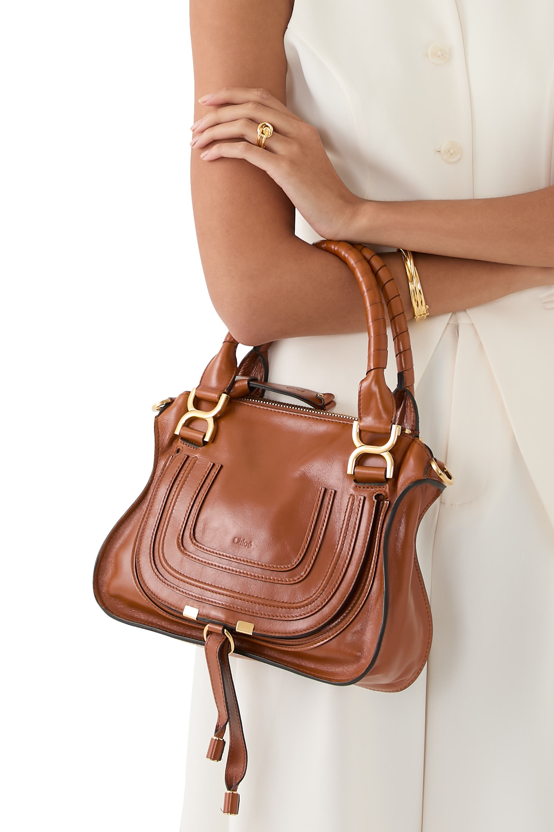 Small Marcie Shiny Leather Bag