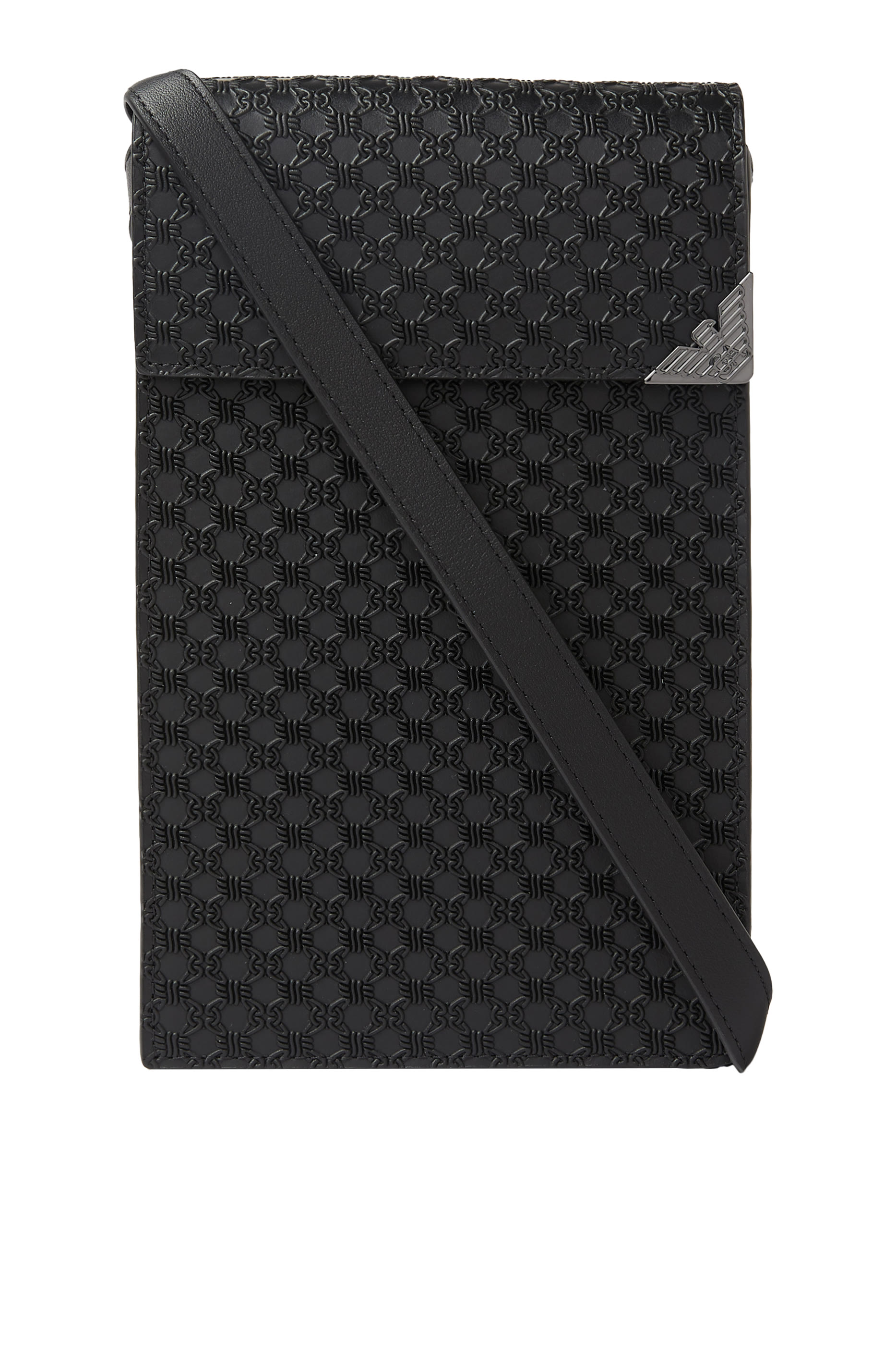 Logo Embossed Leather Shoulder Bag