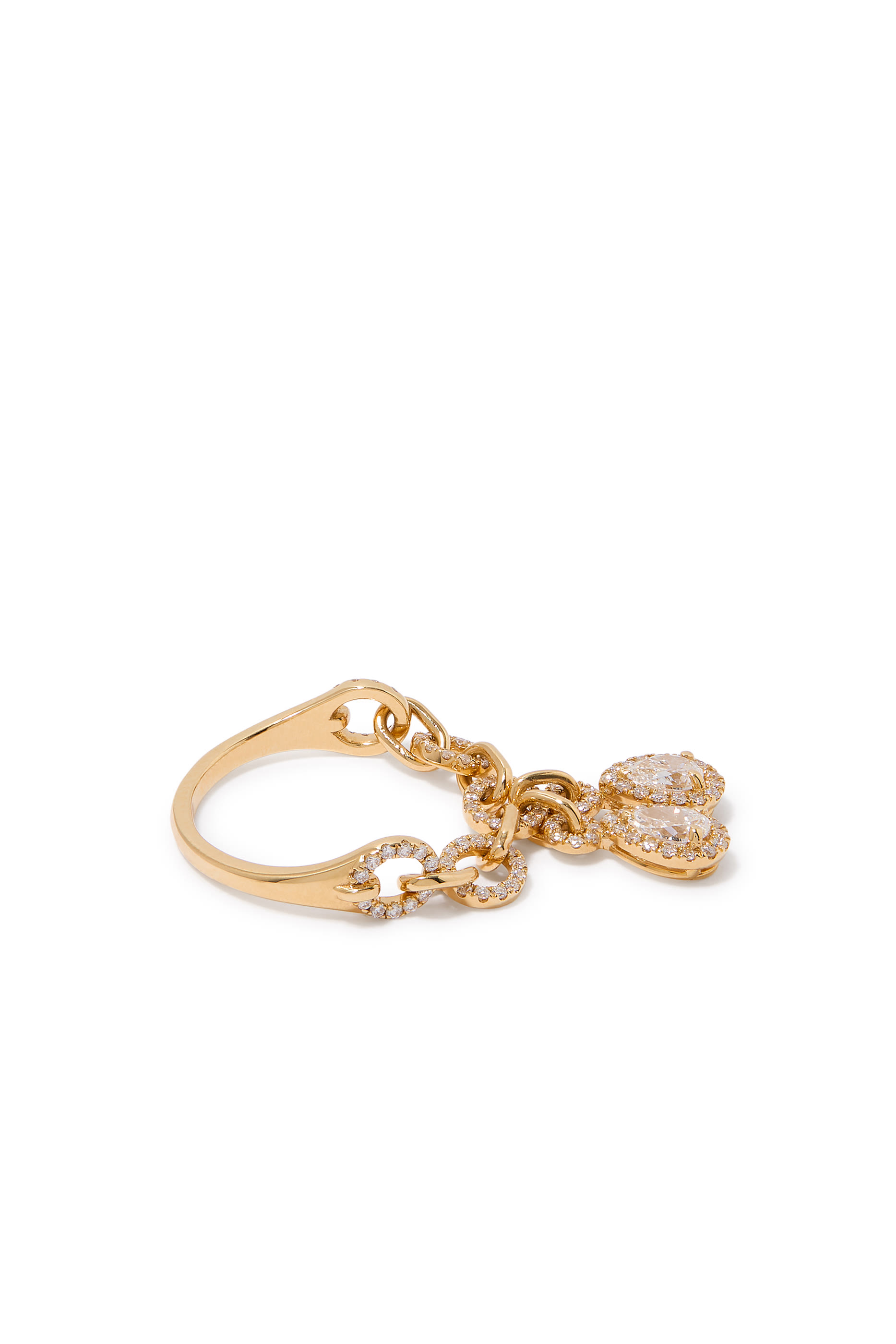 Double-Chain Ring, 18k Yellow Gold & Diamonds