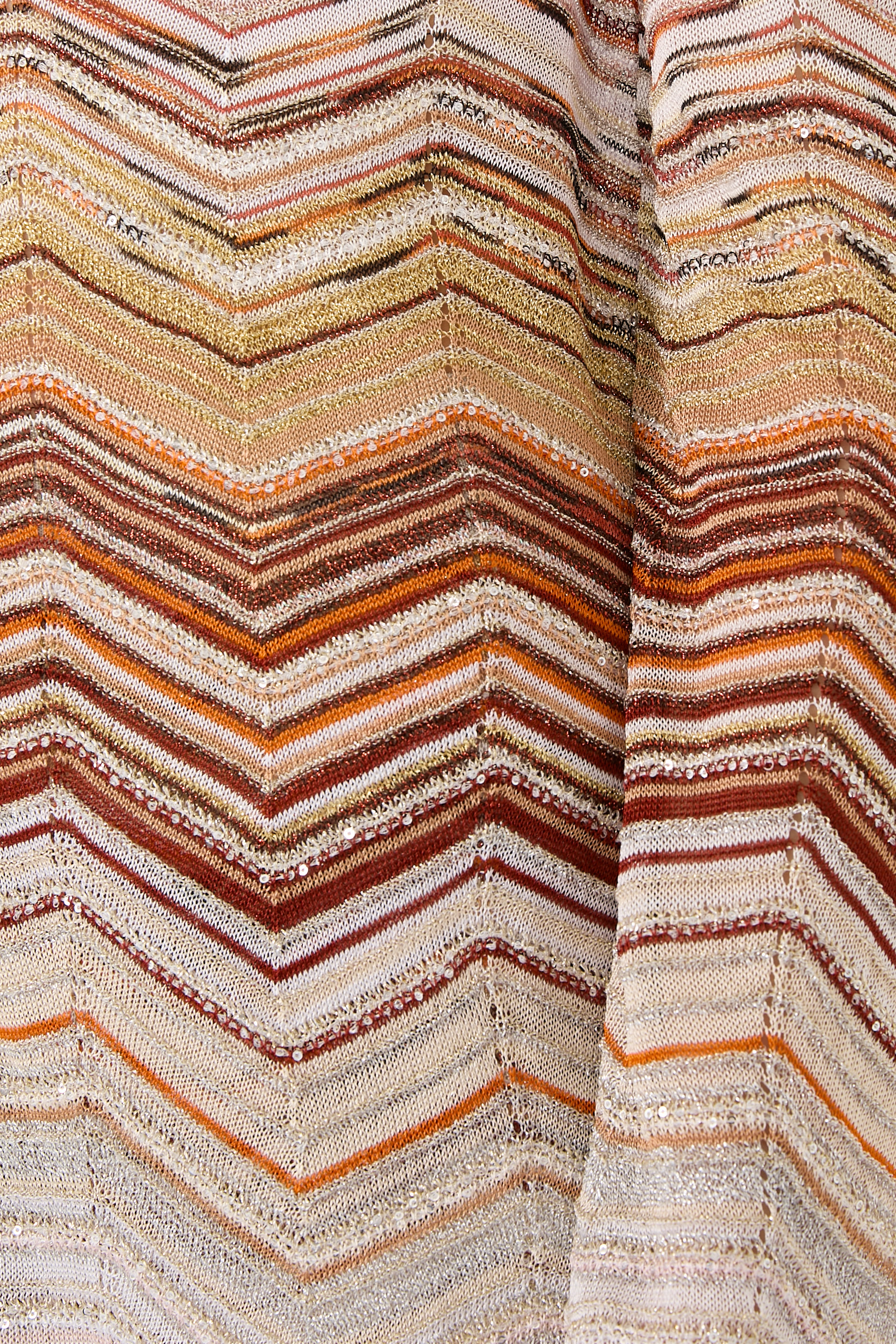 Long Chevron Lam&eacute; Cardigan with Sequins and Decorative Lace