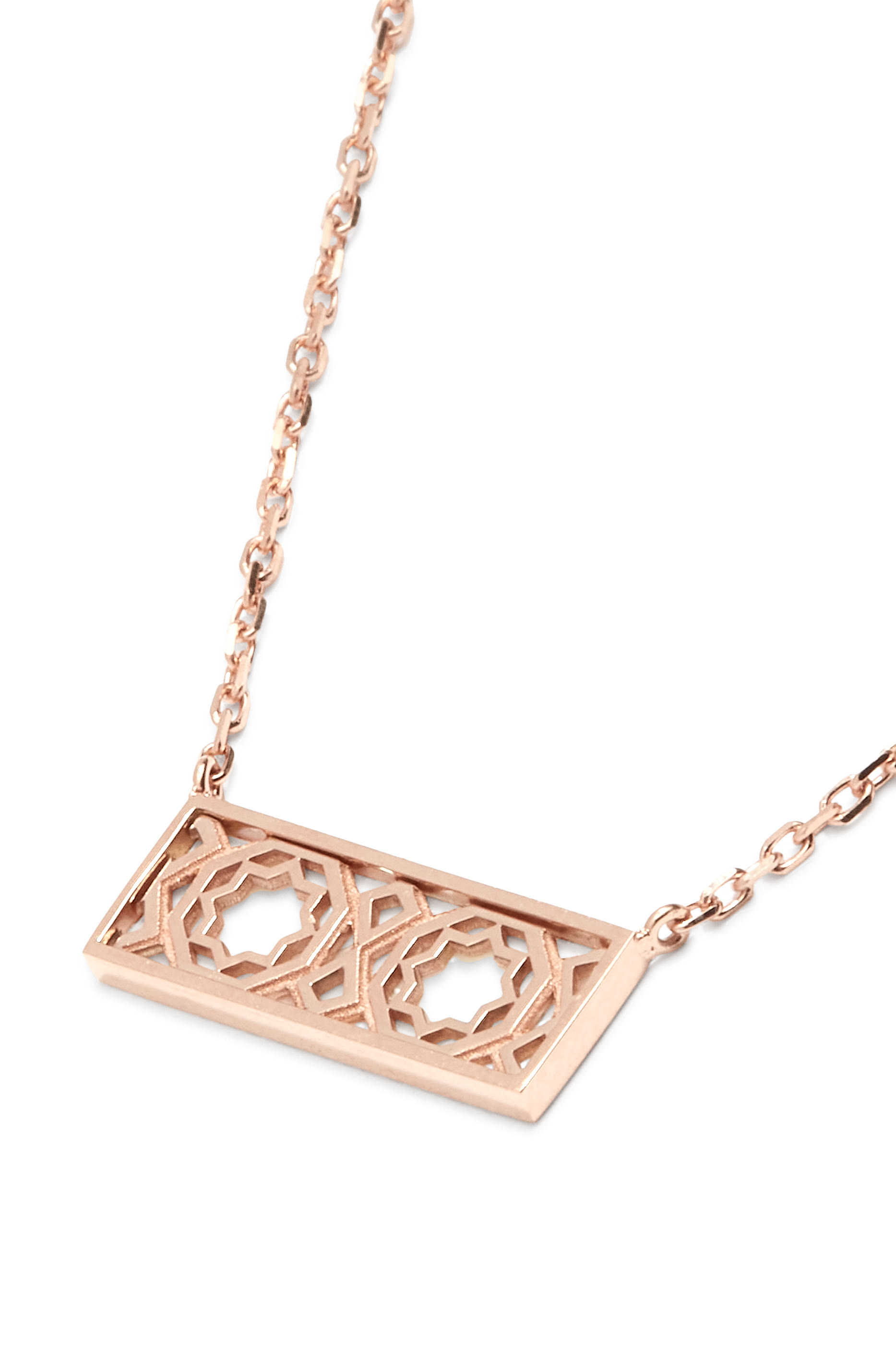 Oud Turath Small Necklace, 18k Rose Gold & Diamonds, Mother of Pearl