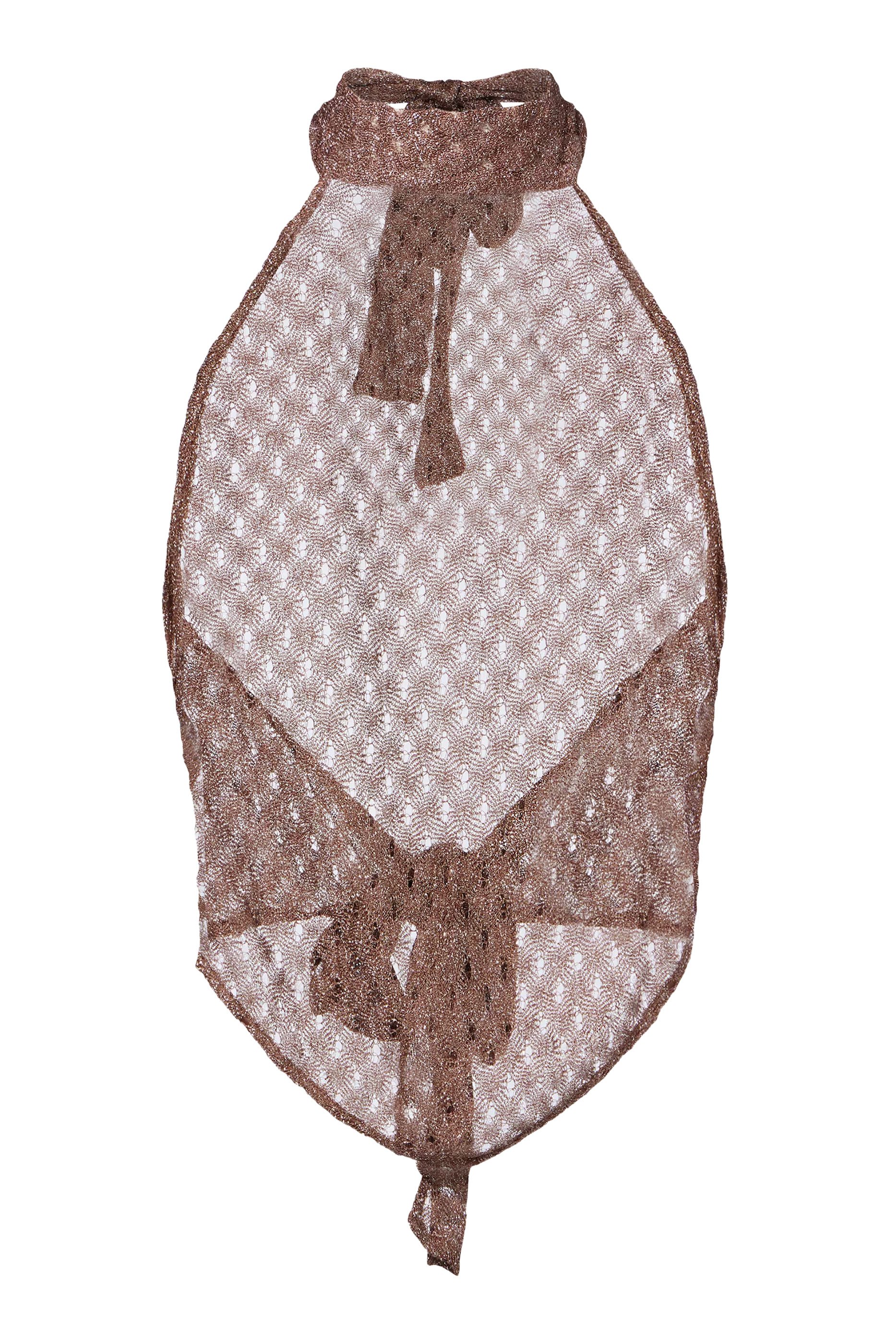 Open-Knit Lamé Halterneck Top