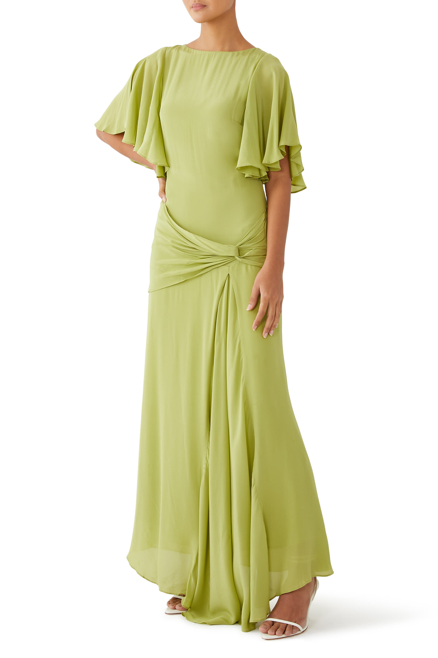 Arlowe Pea Shoot Crepe De Chine Maxi Dress