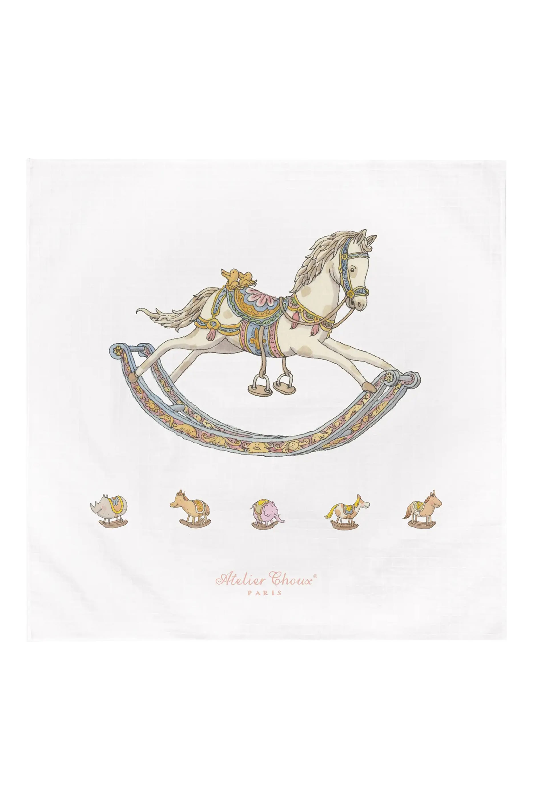 Kids Rocking Horse Carr&eacute; & Satin Bib Set 