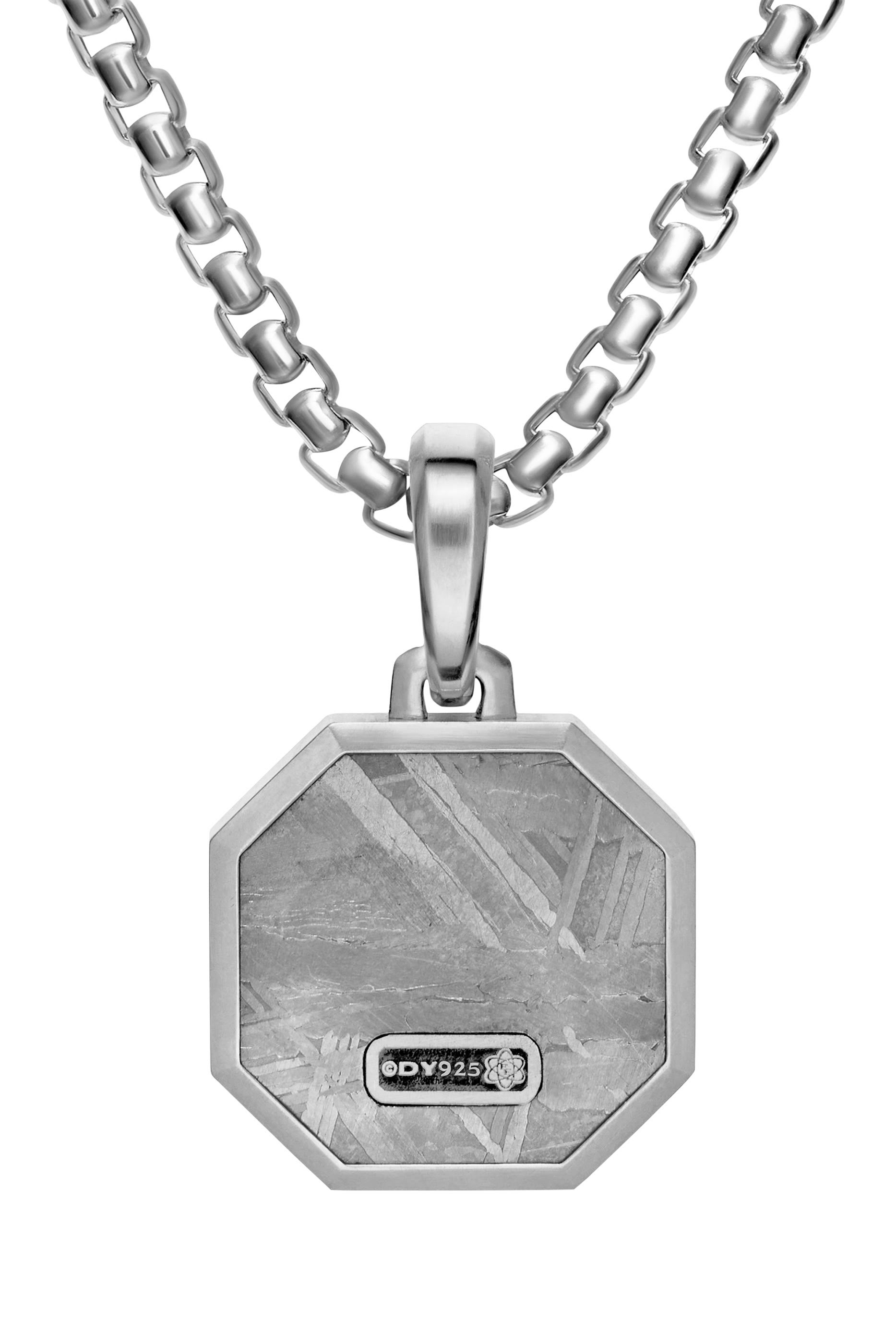 Faceted Stone Amulet, Sterling Silver & Meteorite