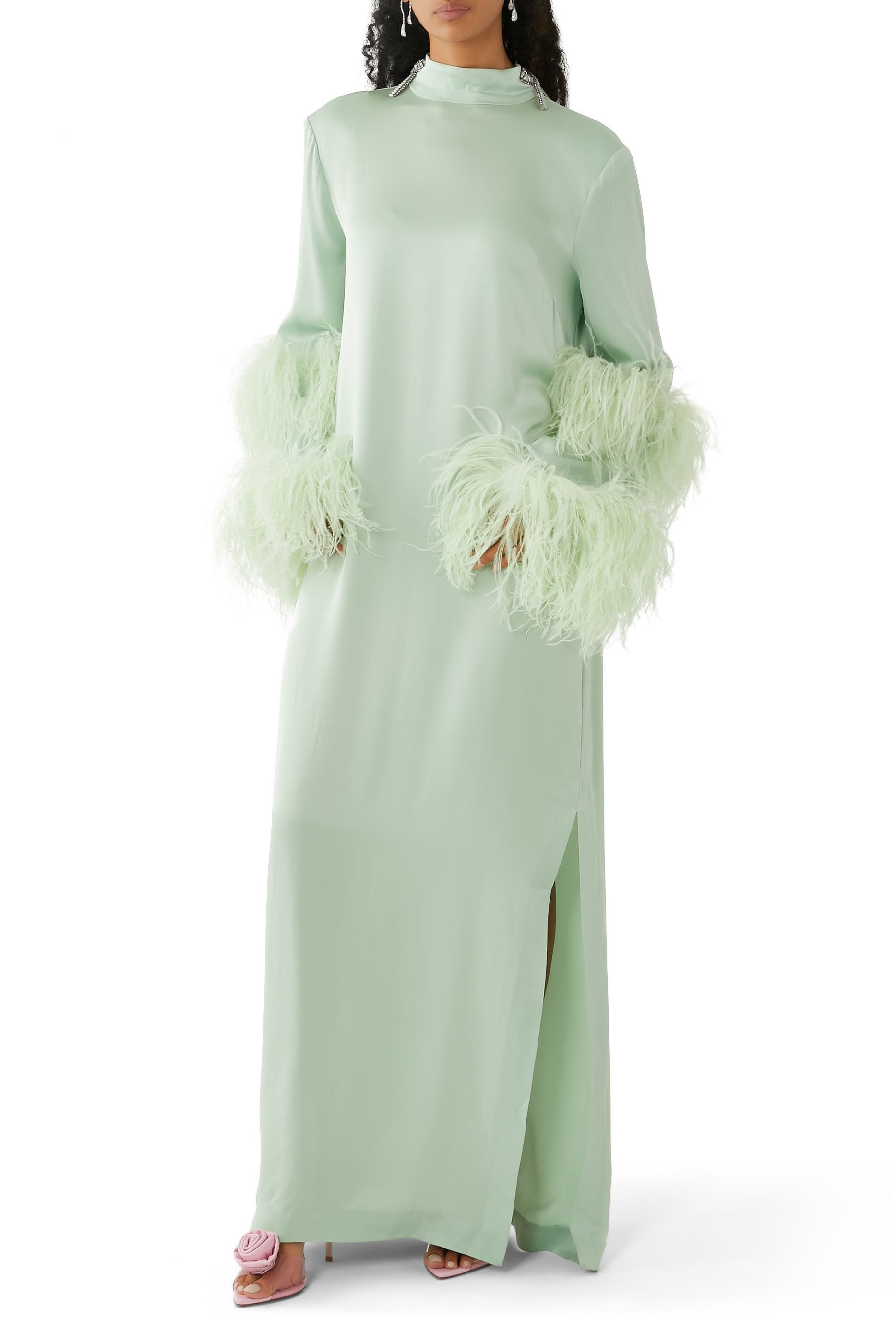 Zahra Feather-Detail Gown