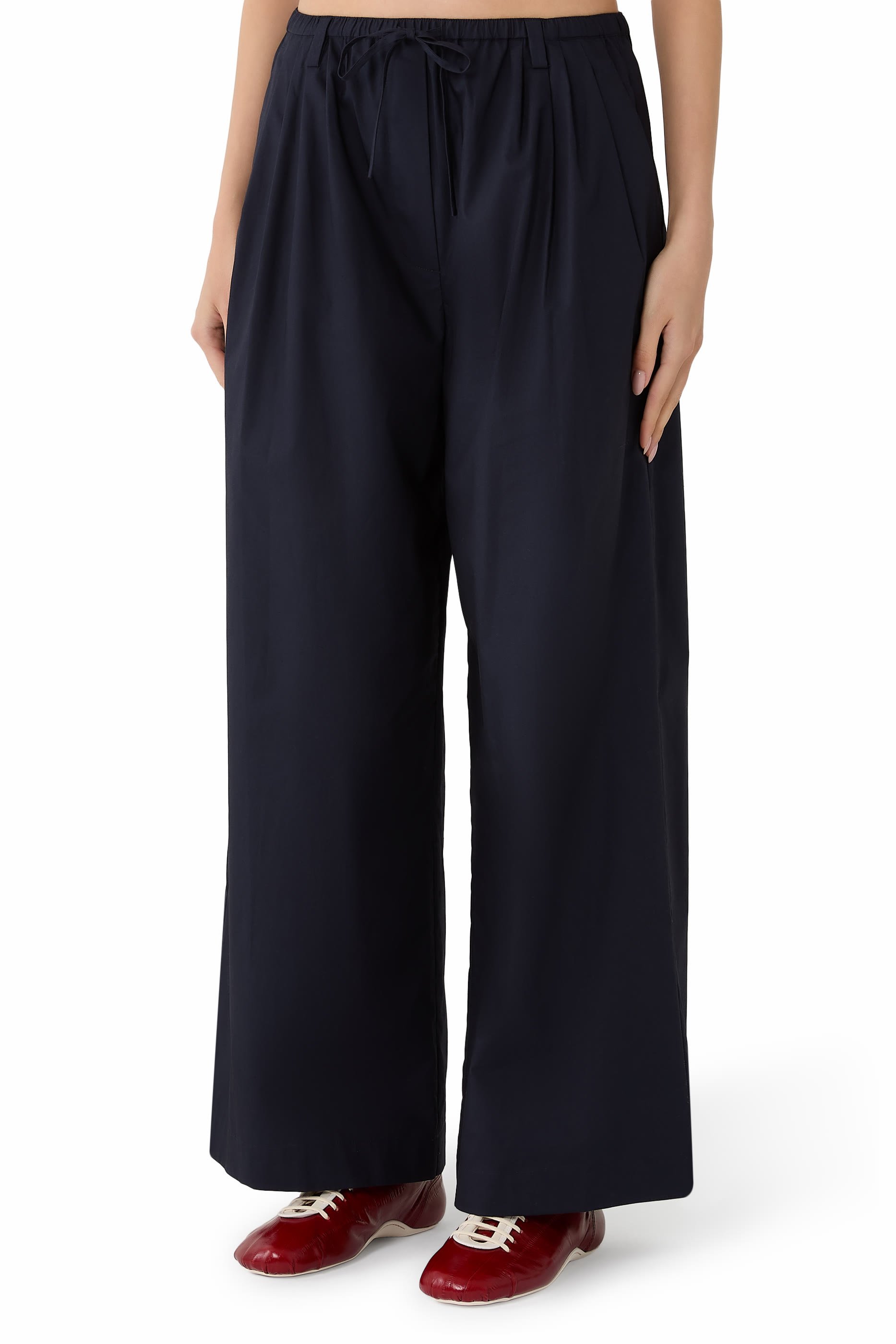 Drawstring Wide-Leg Trousers