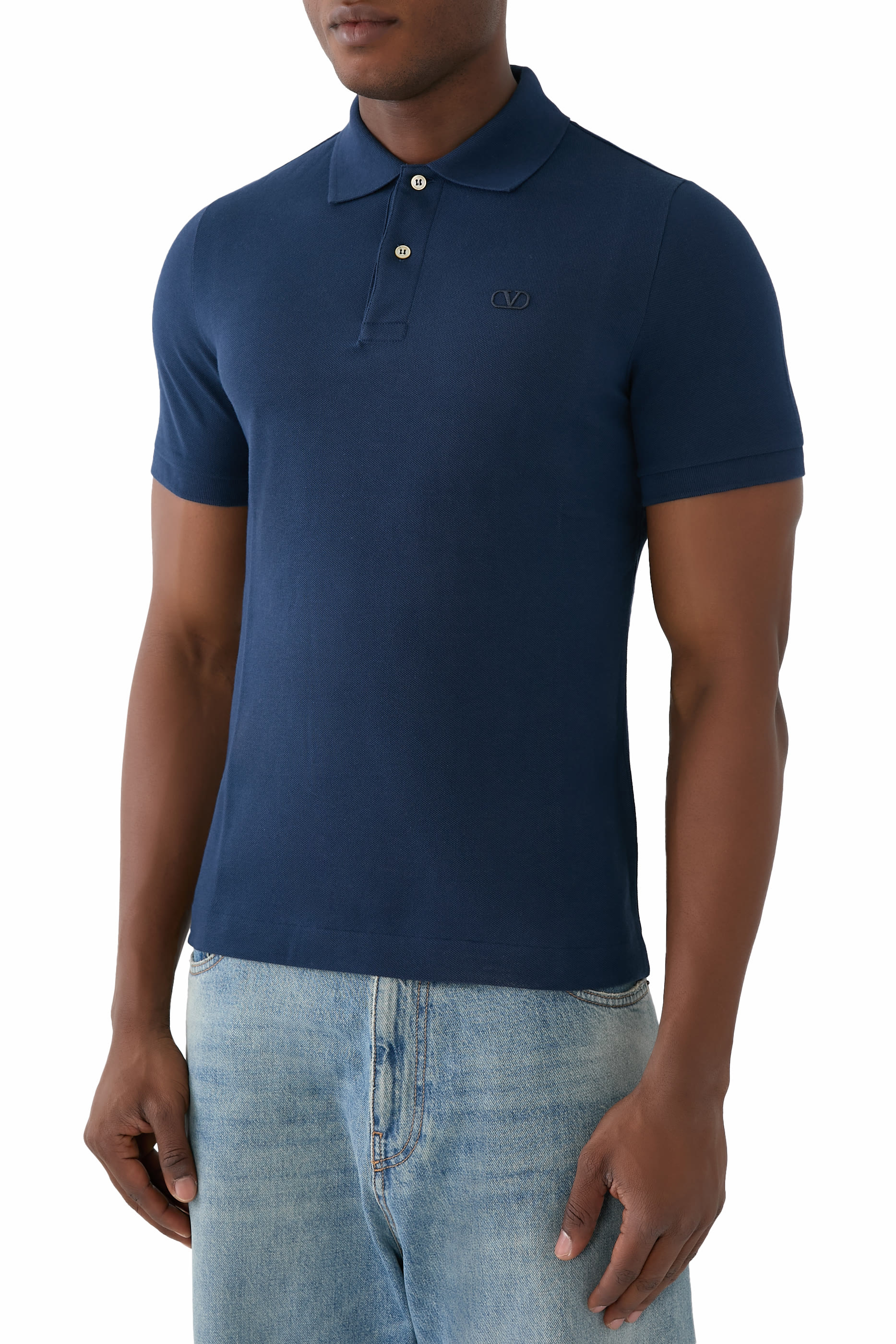 Vlogo Embroidery Cotton Piqué Polo Shirt