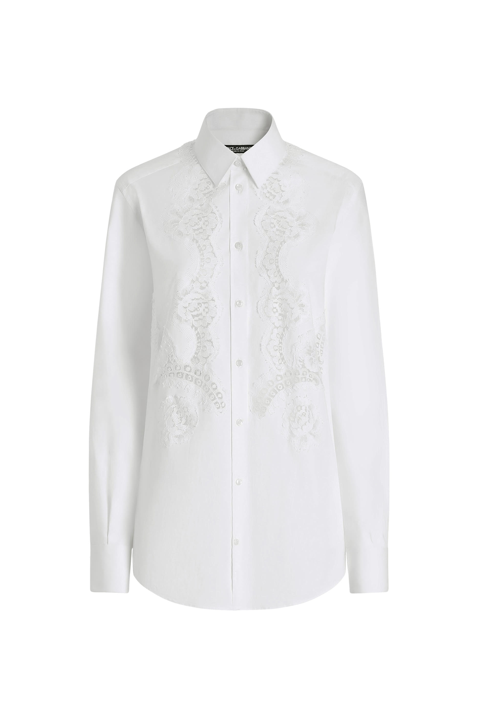 Lace Inlay Cotton Poplin Shirt