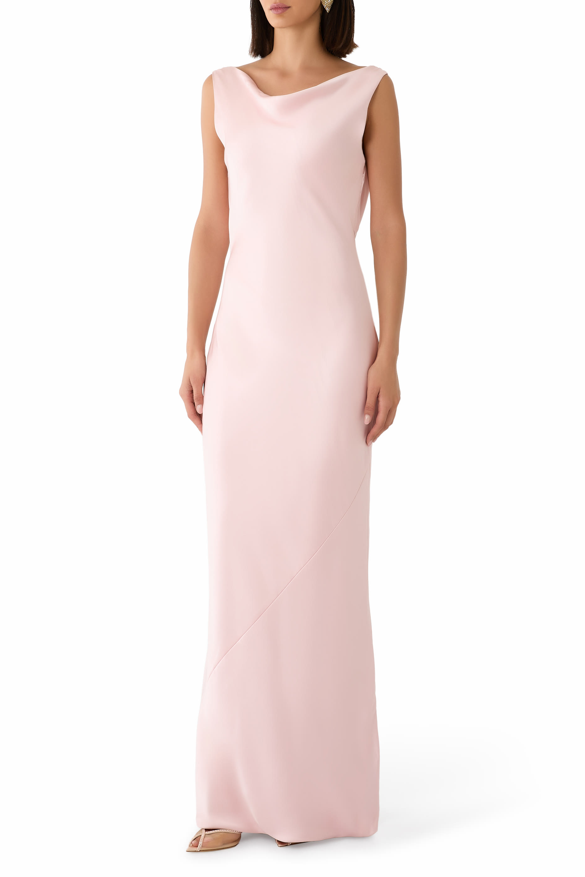 Sleeveless Low Back Drape Gown 