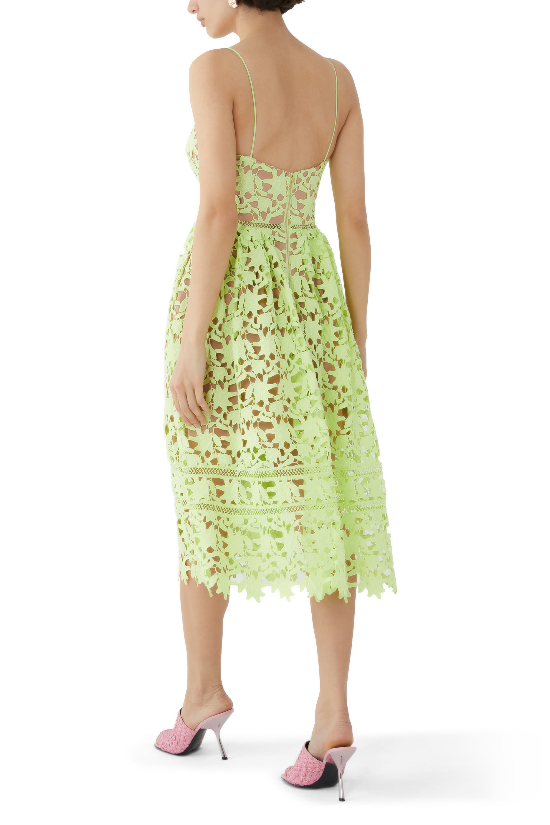 Lace Midi Strappy Neckline Dress