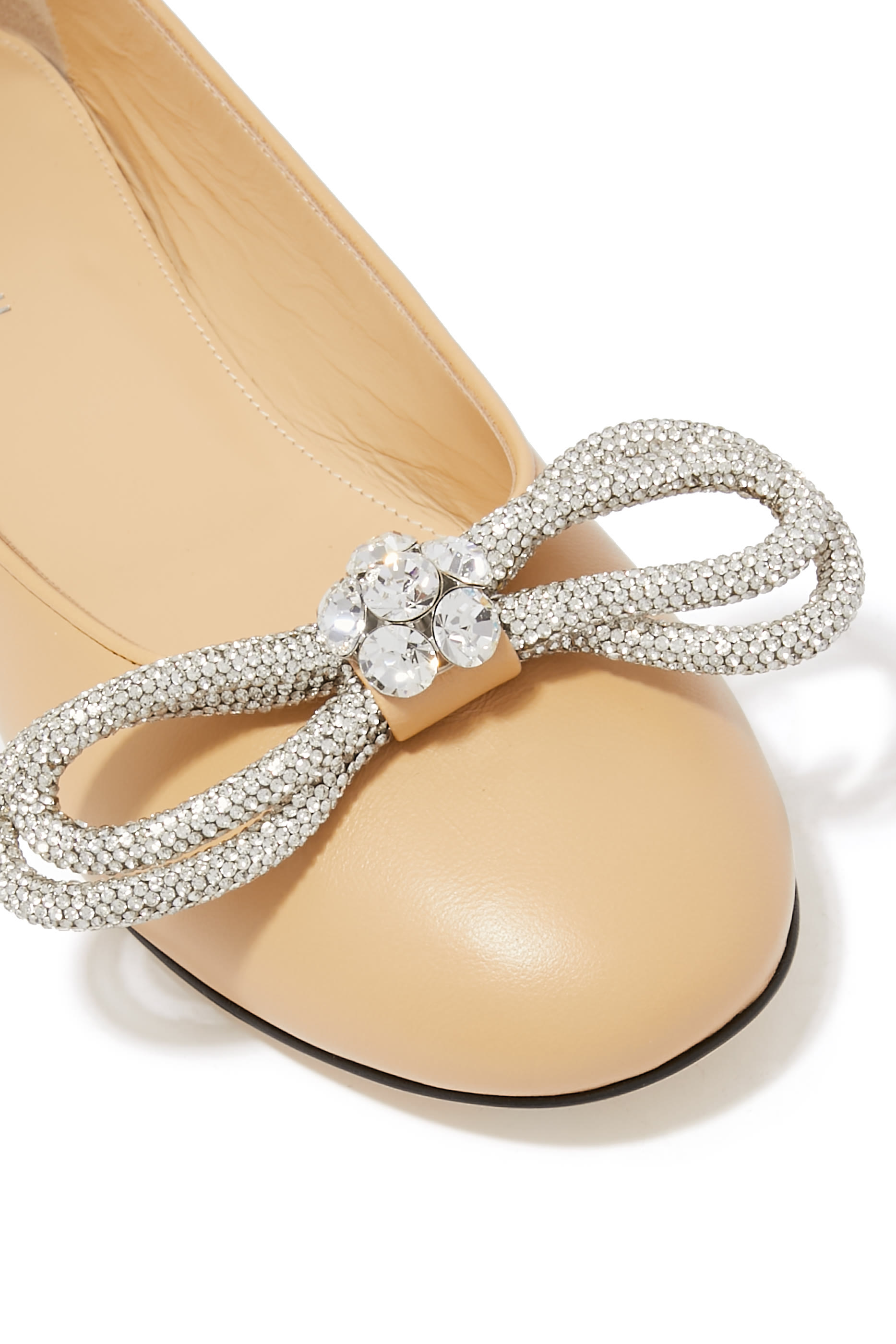Double Bow Nappa Ballerina Flats