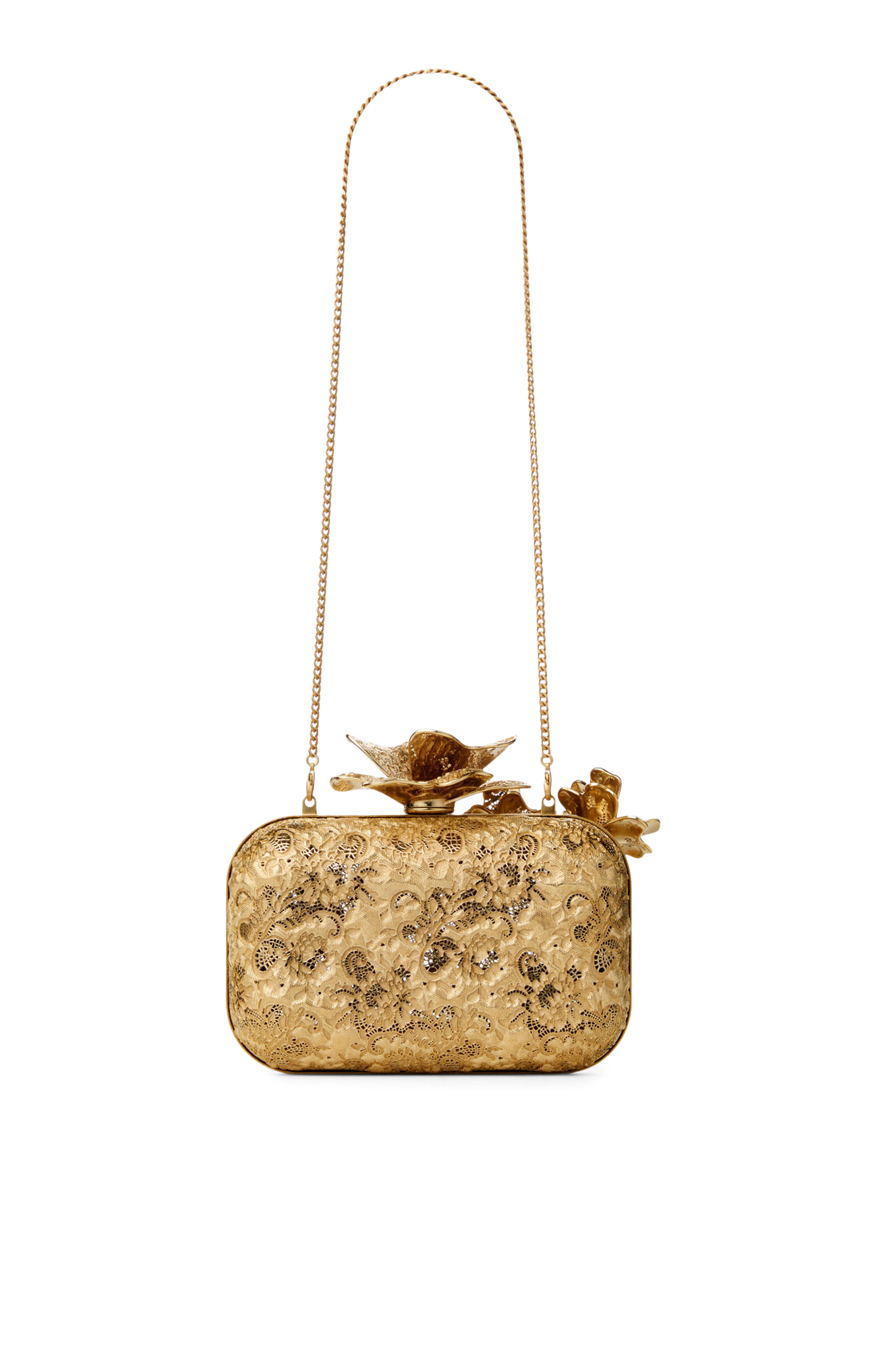 Metal Lace Clutch Bag with Corsage Clasp