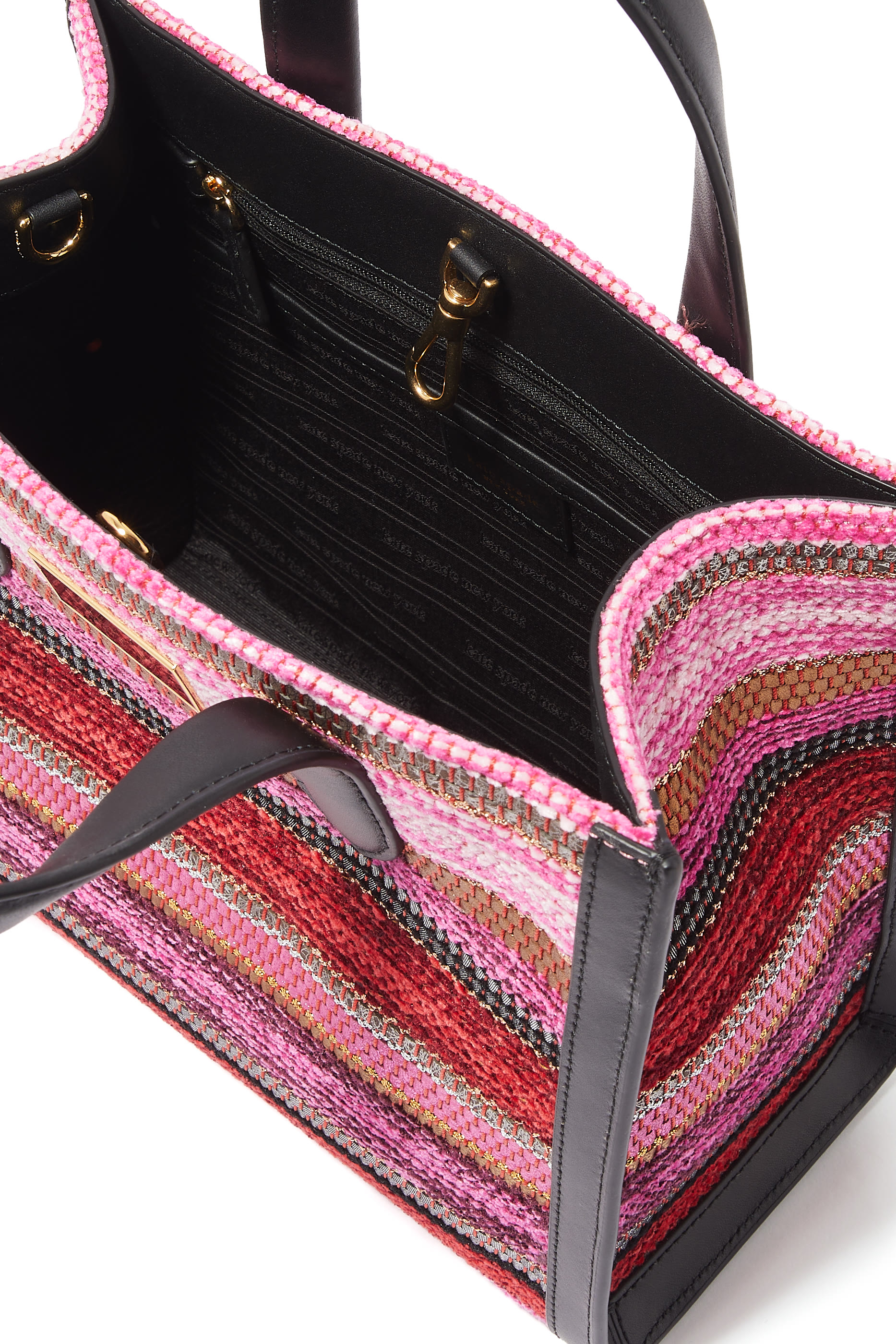 Manhattan Striped Metallic Small Tote Bag