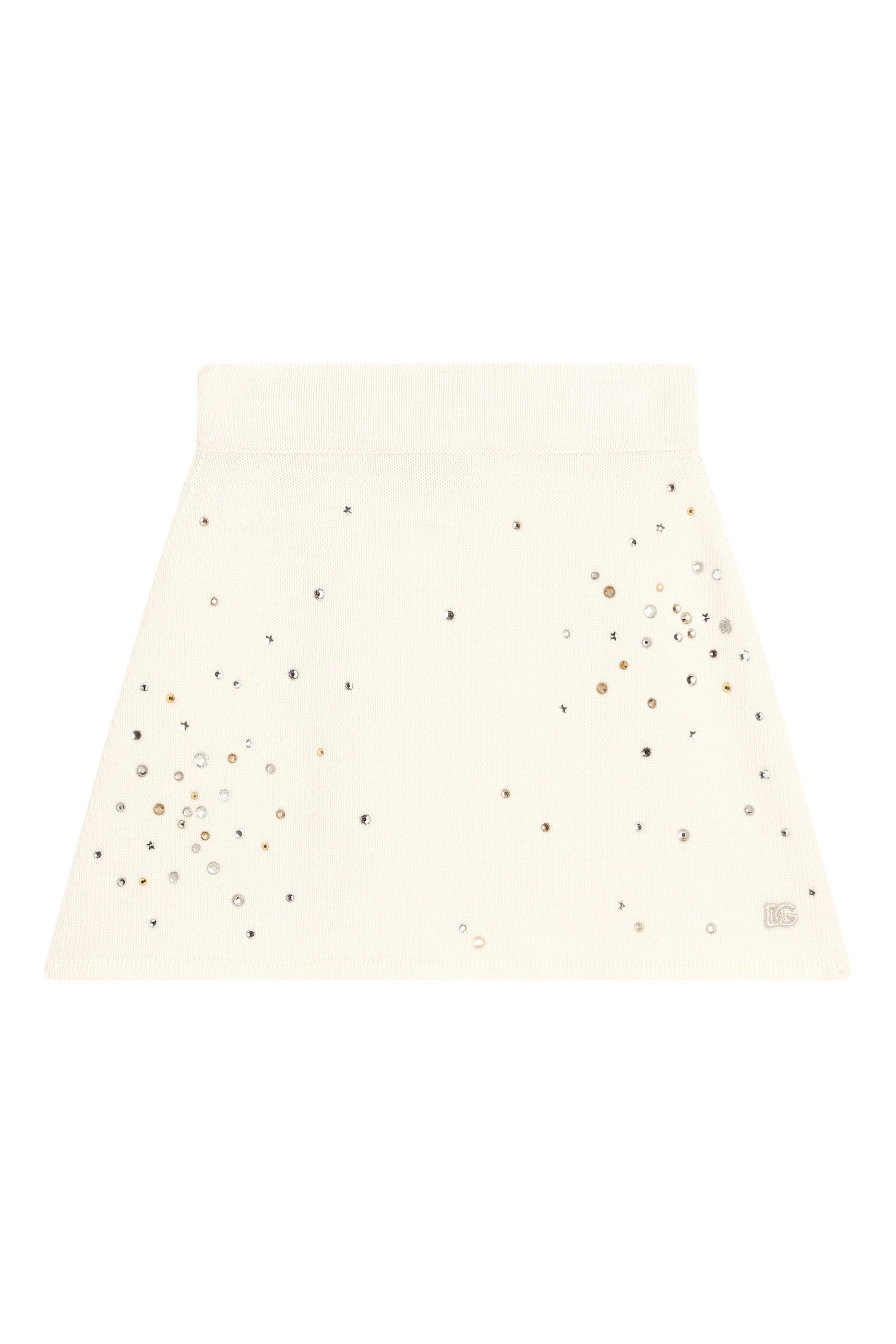 Kids Rhinestone Embellished Knit Skirt