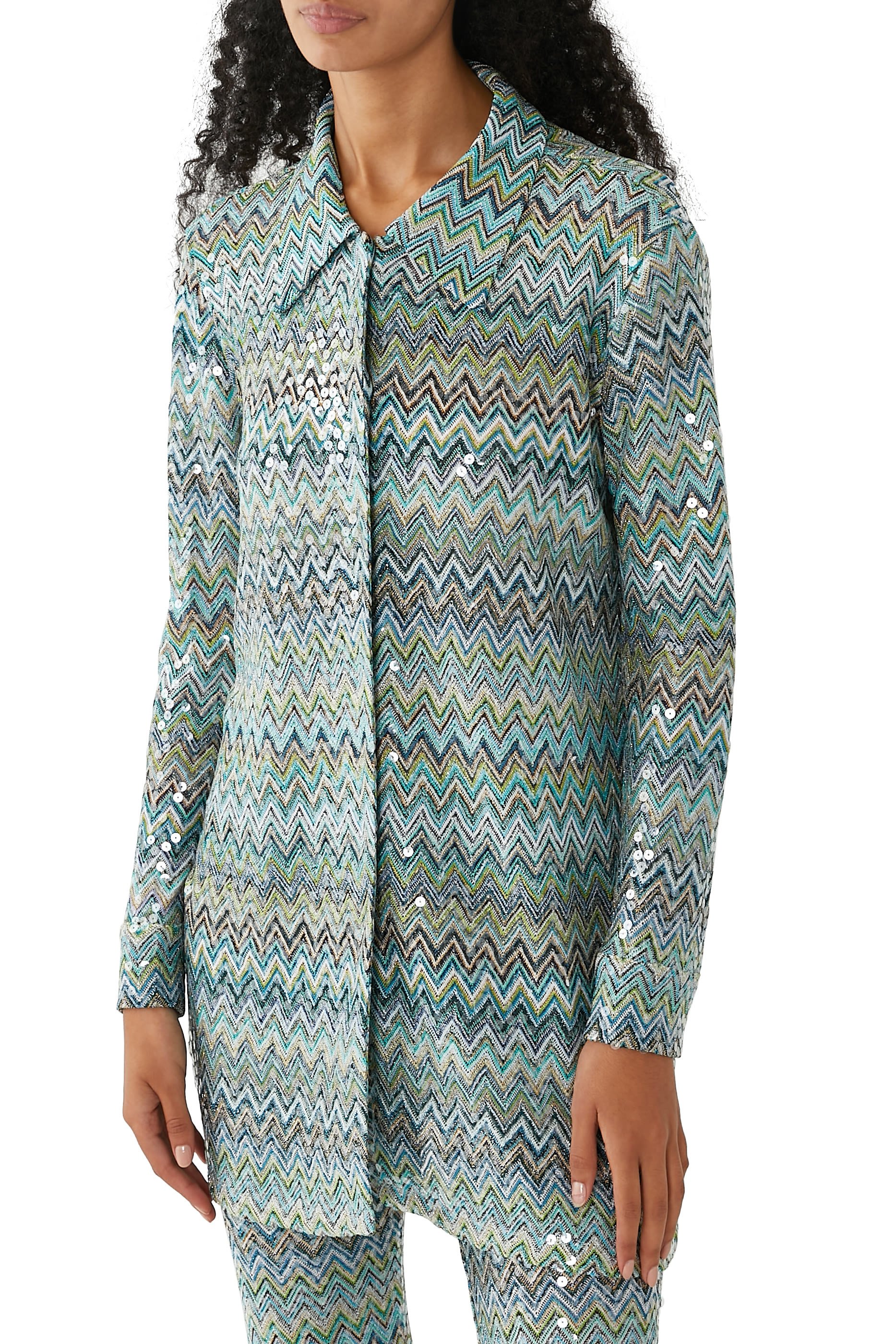 Exclusive Mare Chevron Raschel Sequinned Shirt