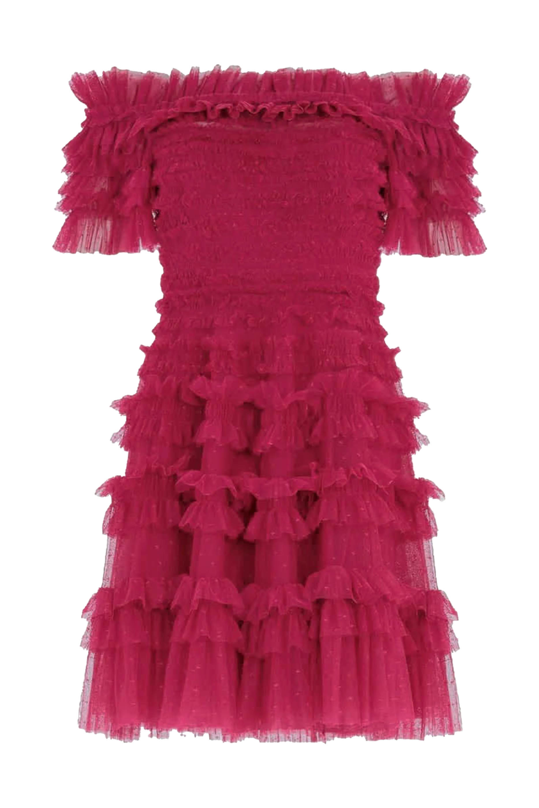 Lisette Ruffle Off-Shoulder Micro Mini Dress