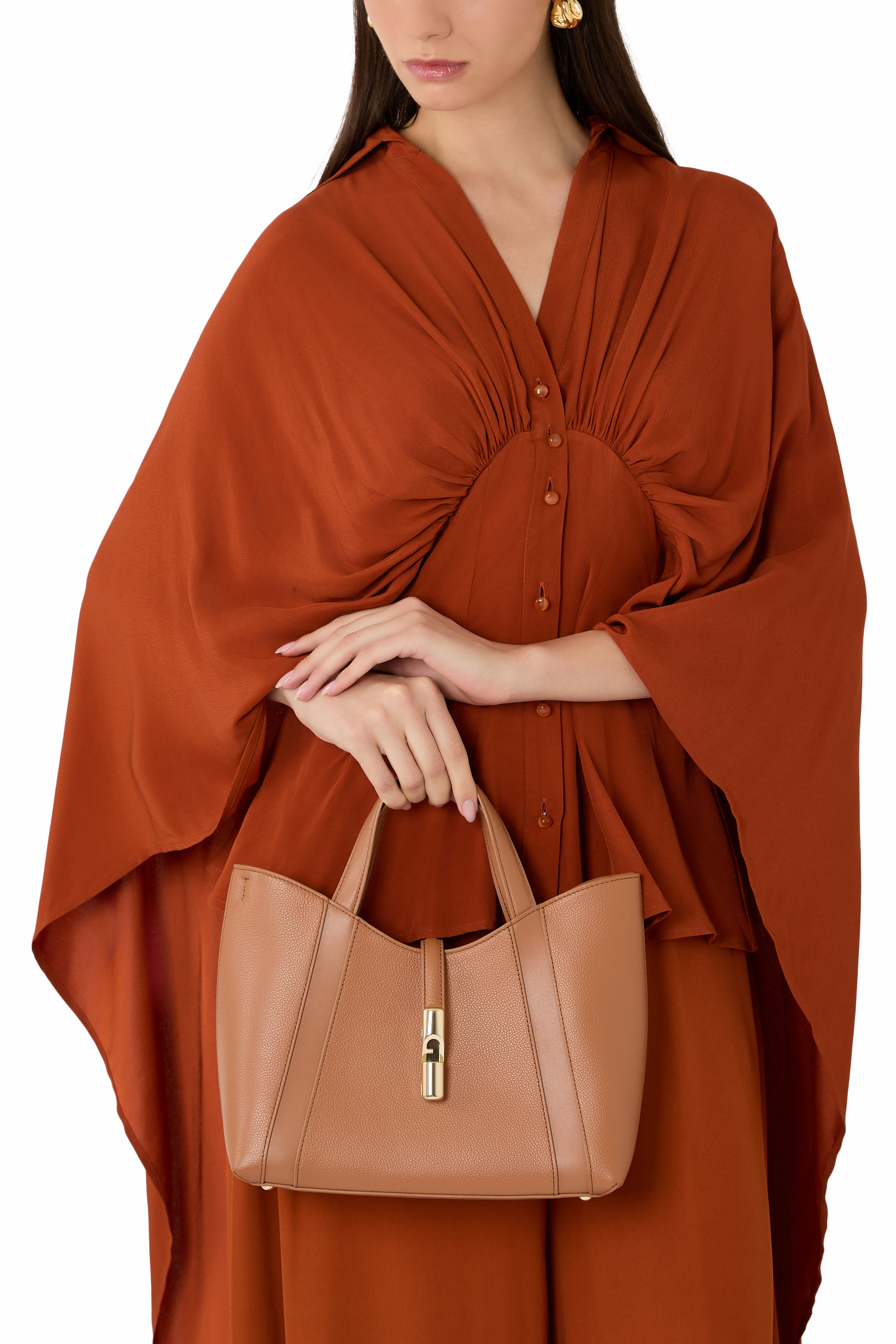 Goccia S Grained Leather Handbag