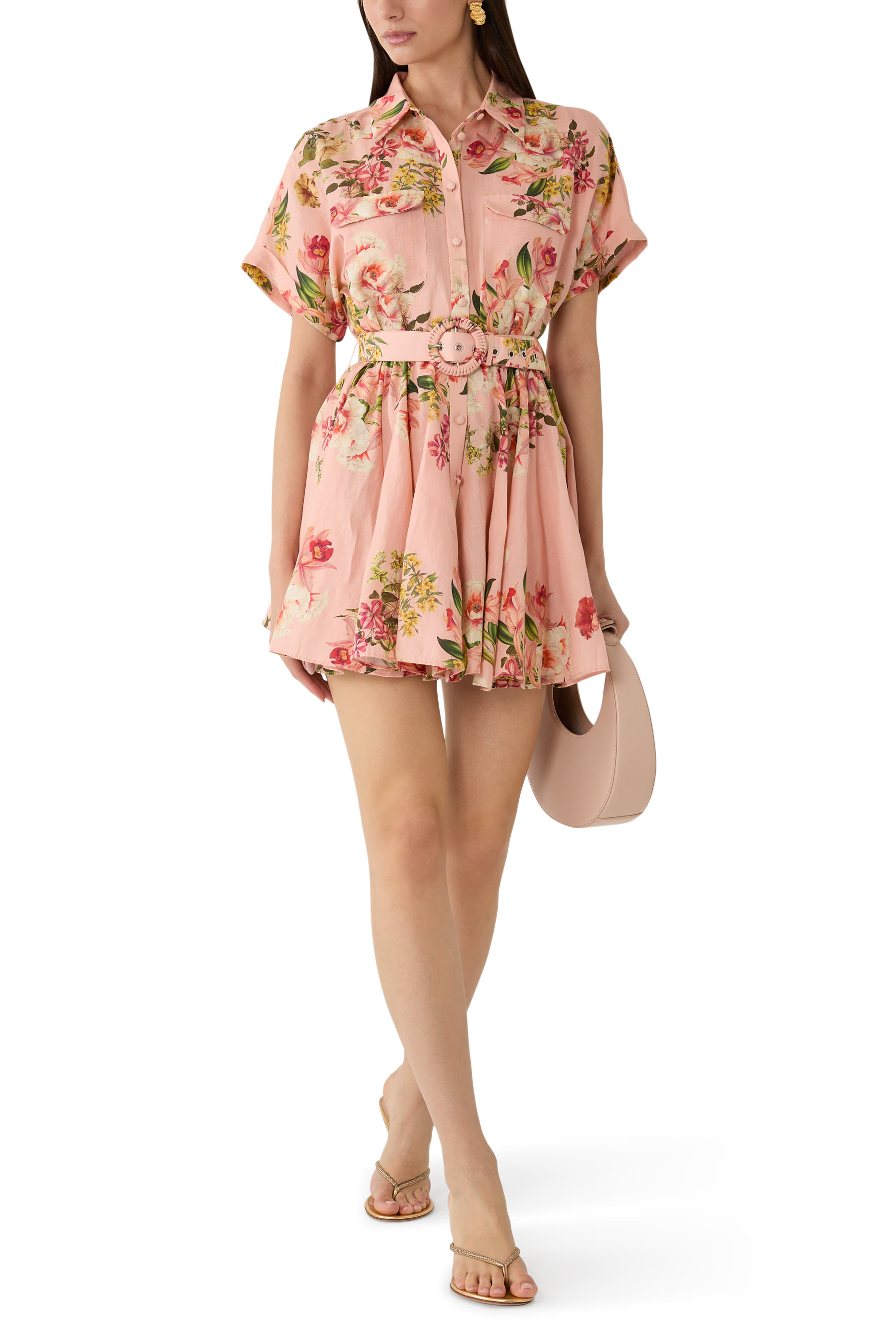 Dhun Floral-Print Collared Mini Dress