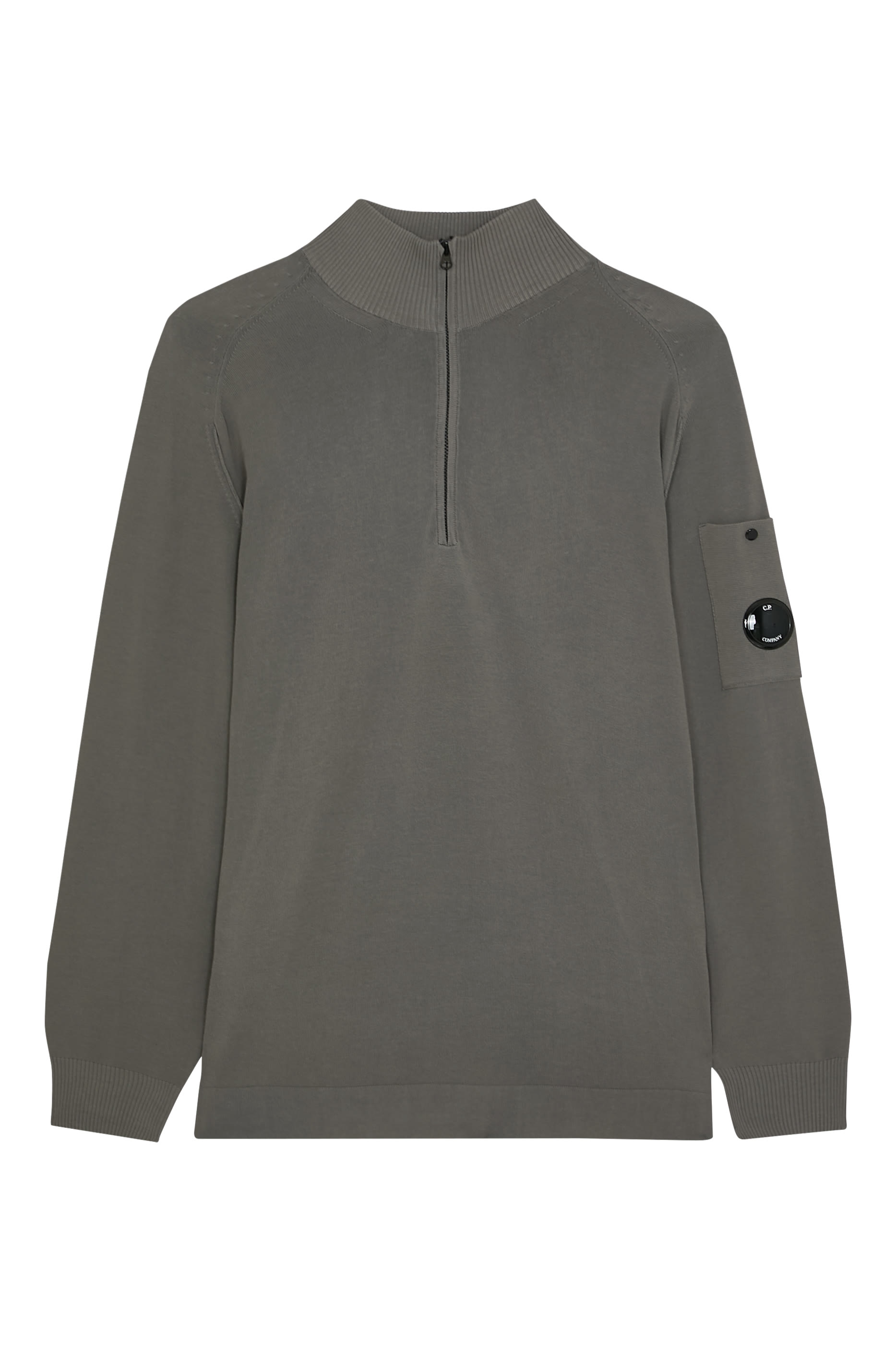 Cotton Crepe Half-Zip Sweater