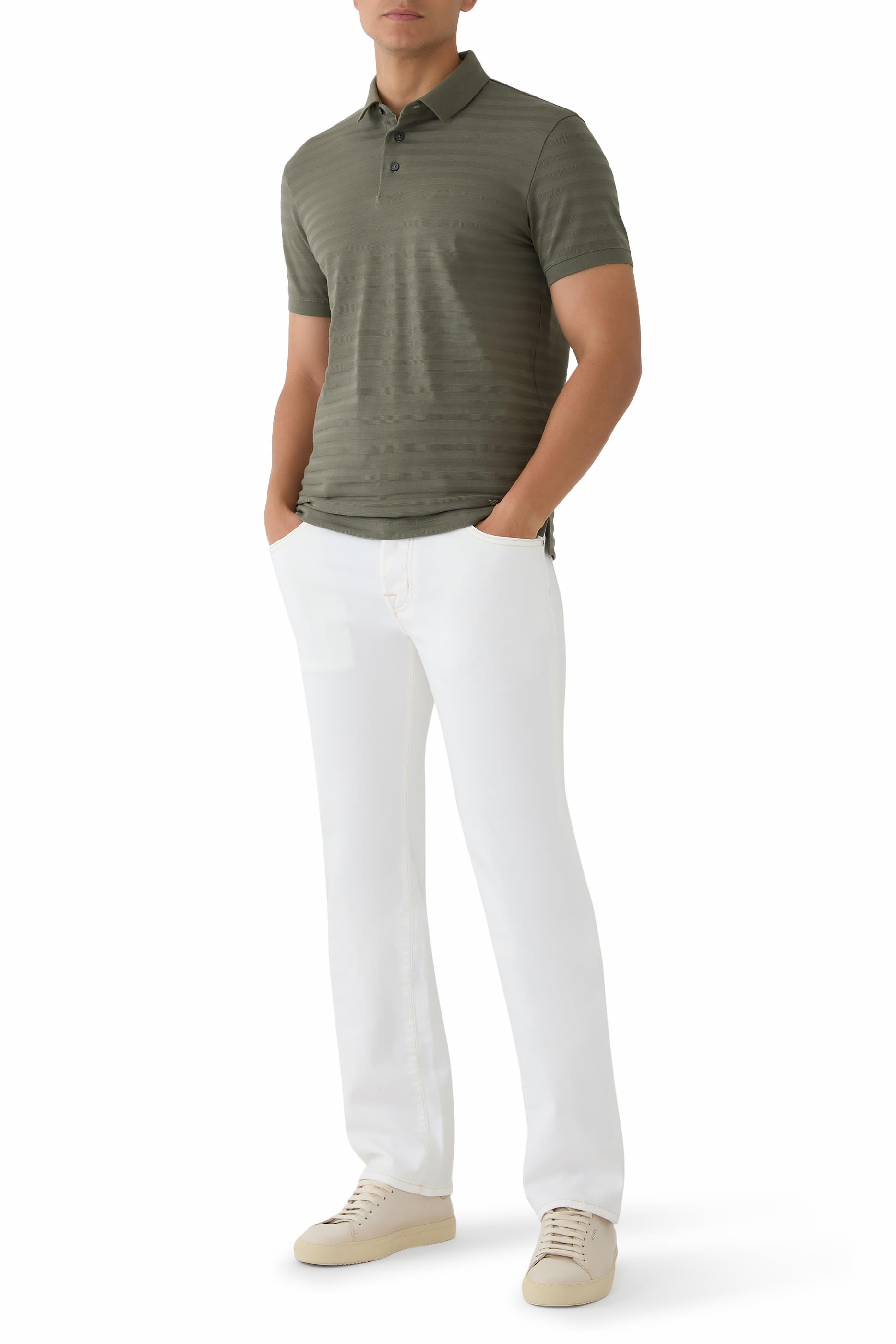 Horizontal Stripe Effect Polo Shirt